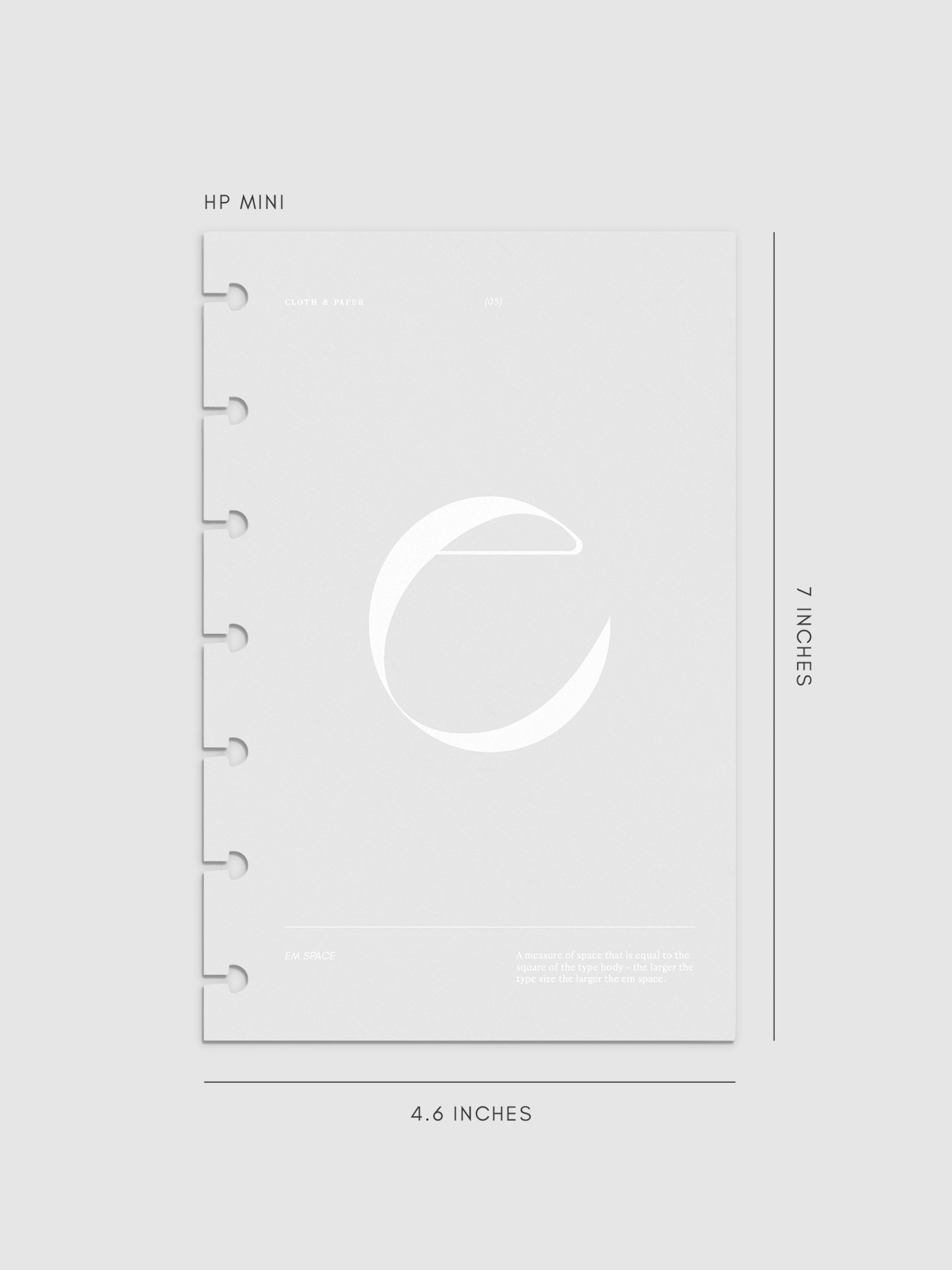 Monogram Vellum Planner Dashboard E in HP Mini displayed on a neutral background.