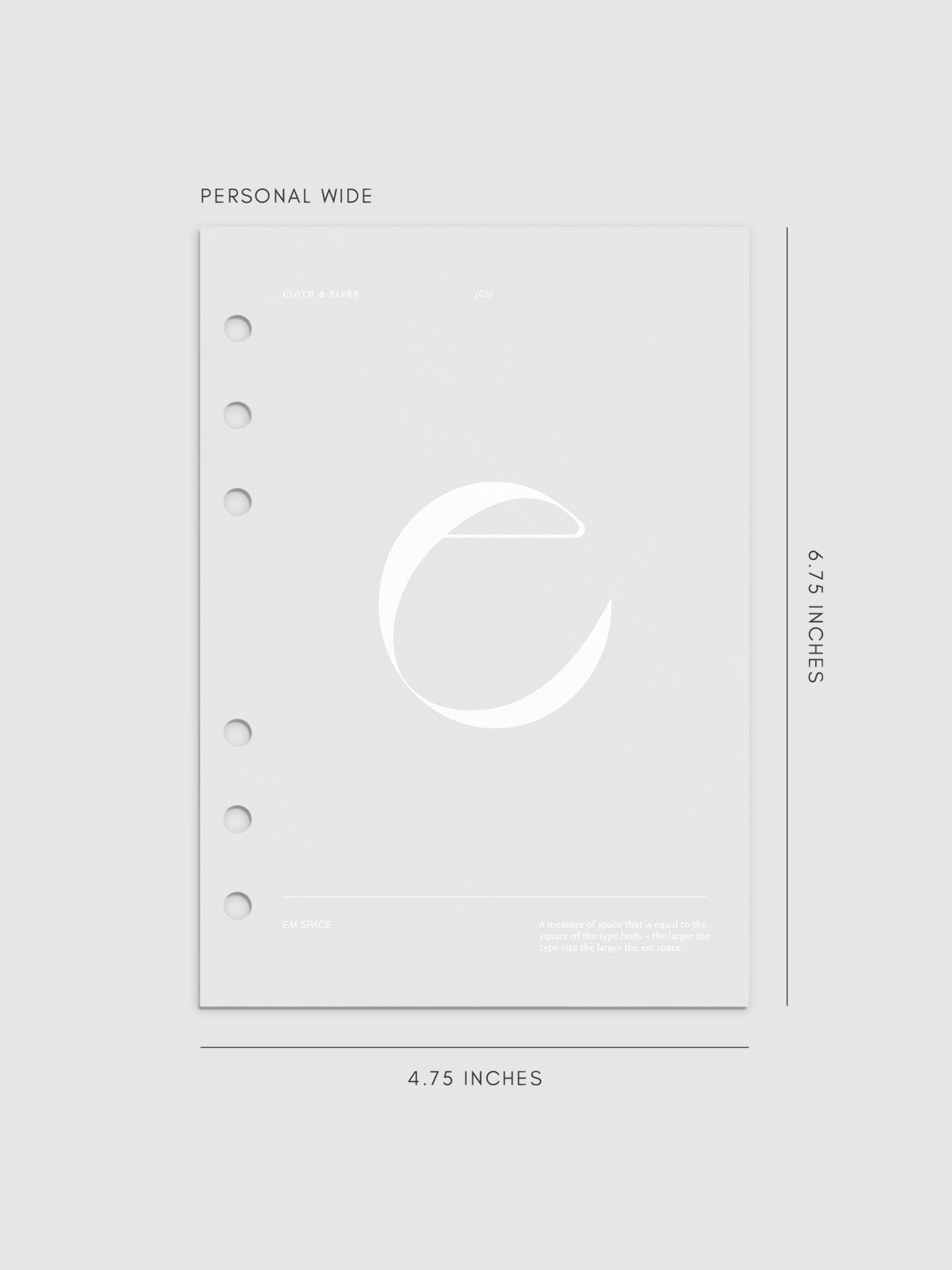 Monogram Vellum Planner Dashboard E in Personal Wide displayed on a neutral background.