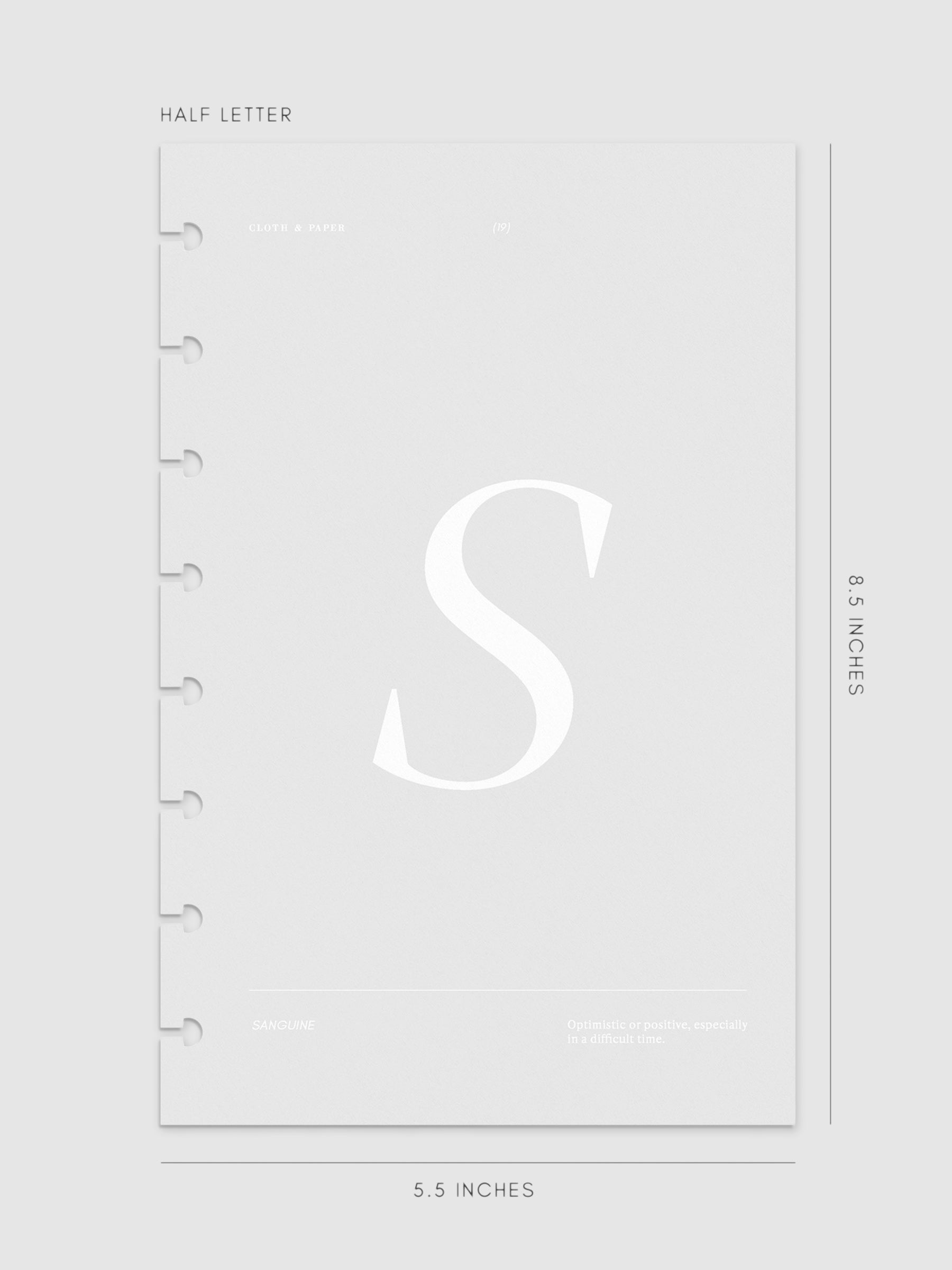 Monogram Vellum Planner Dashboard S in Half Letter displayed on a neutral background.
