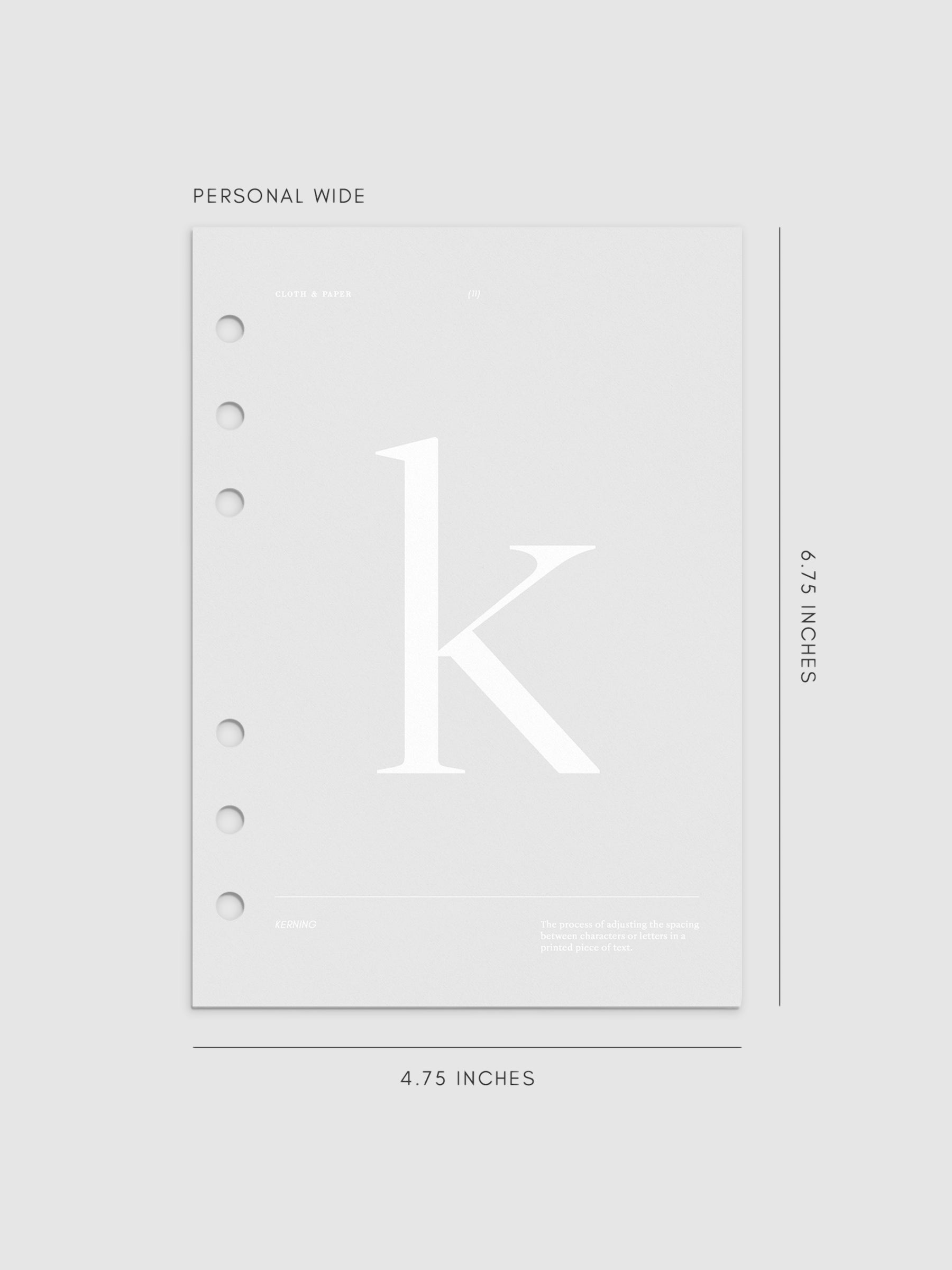 Monogram Vellum Planner Dashboard K in Personal Wide displayed on a neutral background.