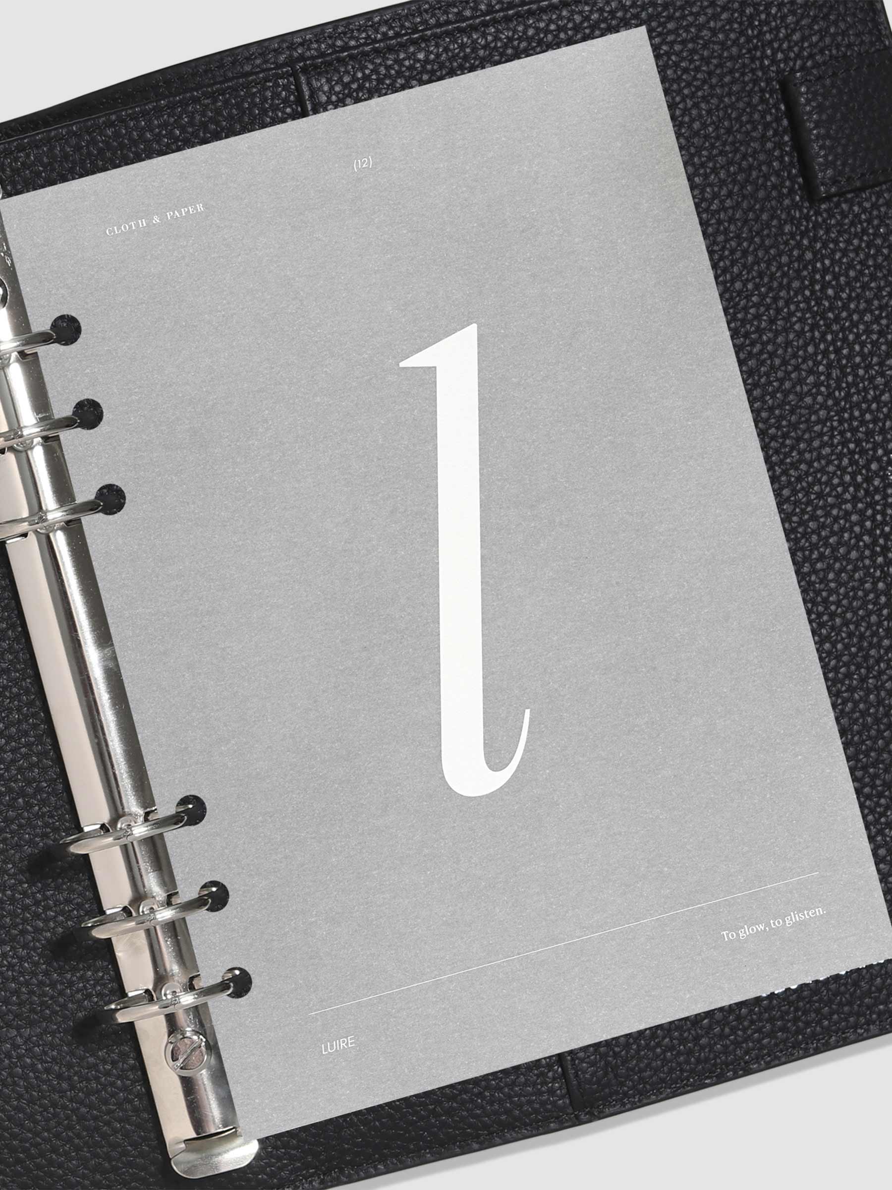 Monogram Vellum Planner Dashboard L in A5 use in a leather planner.