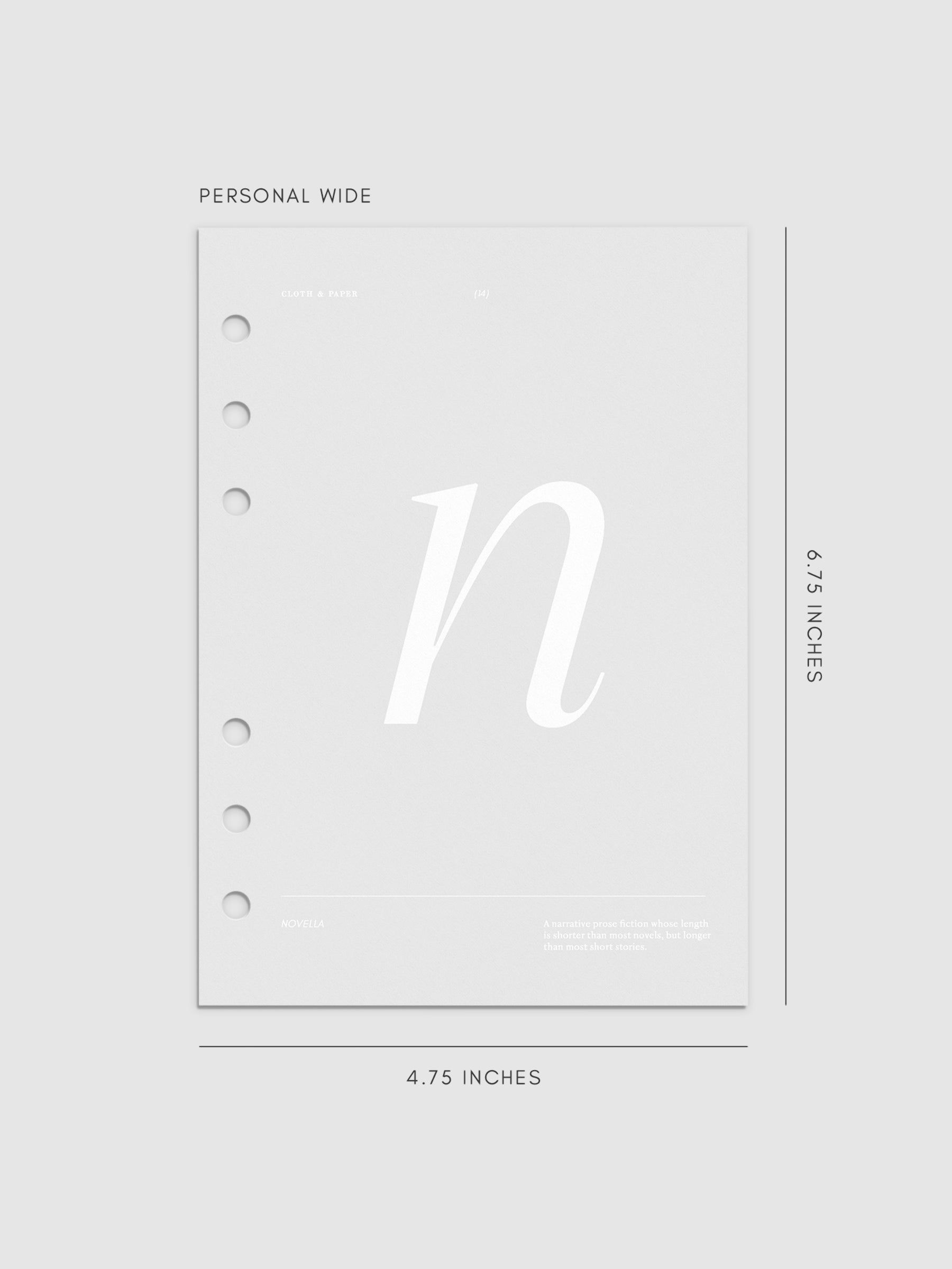 Monogram Vellum Planner Dashboard N in Personal Wide displayed on a neutral background.