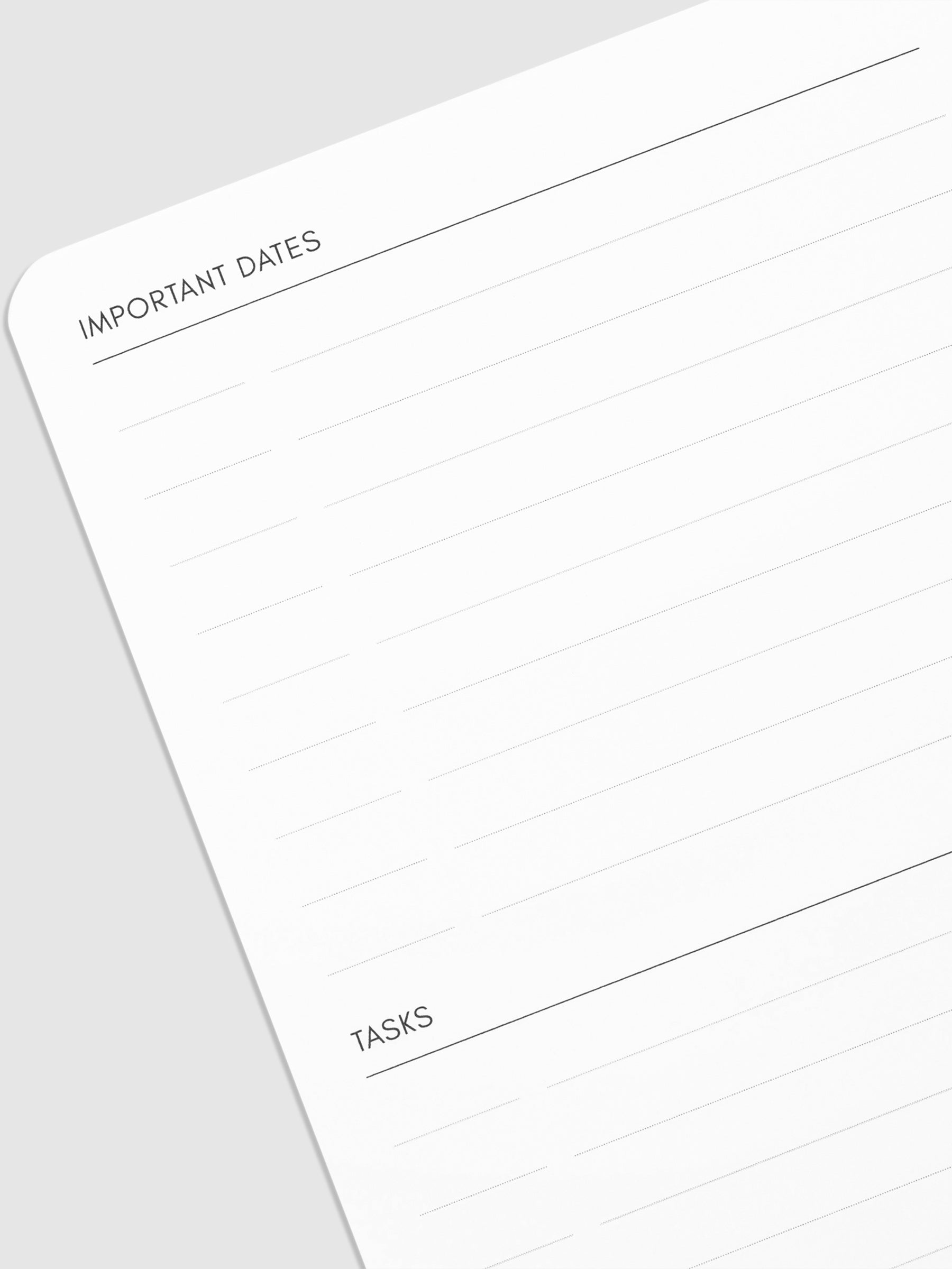 Close up of Important Dates field.