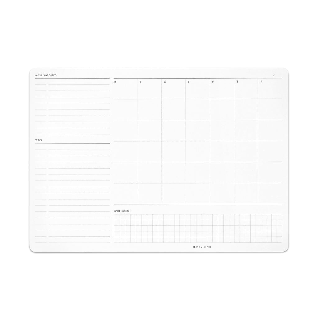 Monthly Admin Desk Pad, Cloth and Paper. Desk pad displayed on a white background.