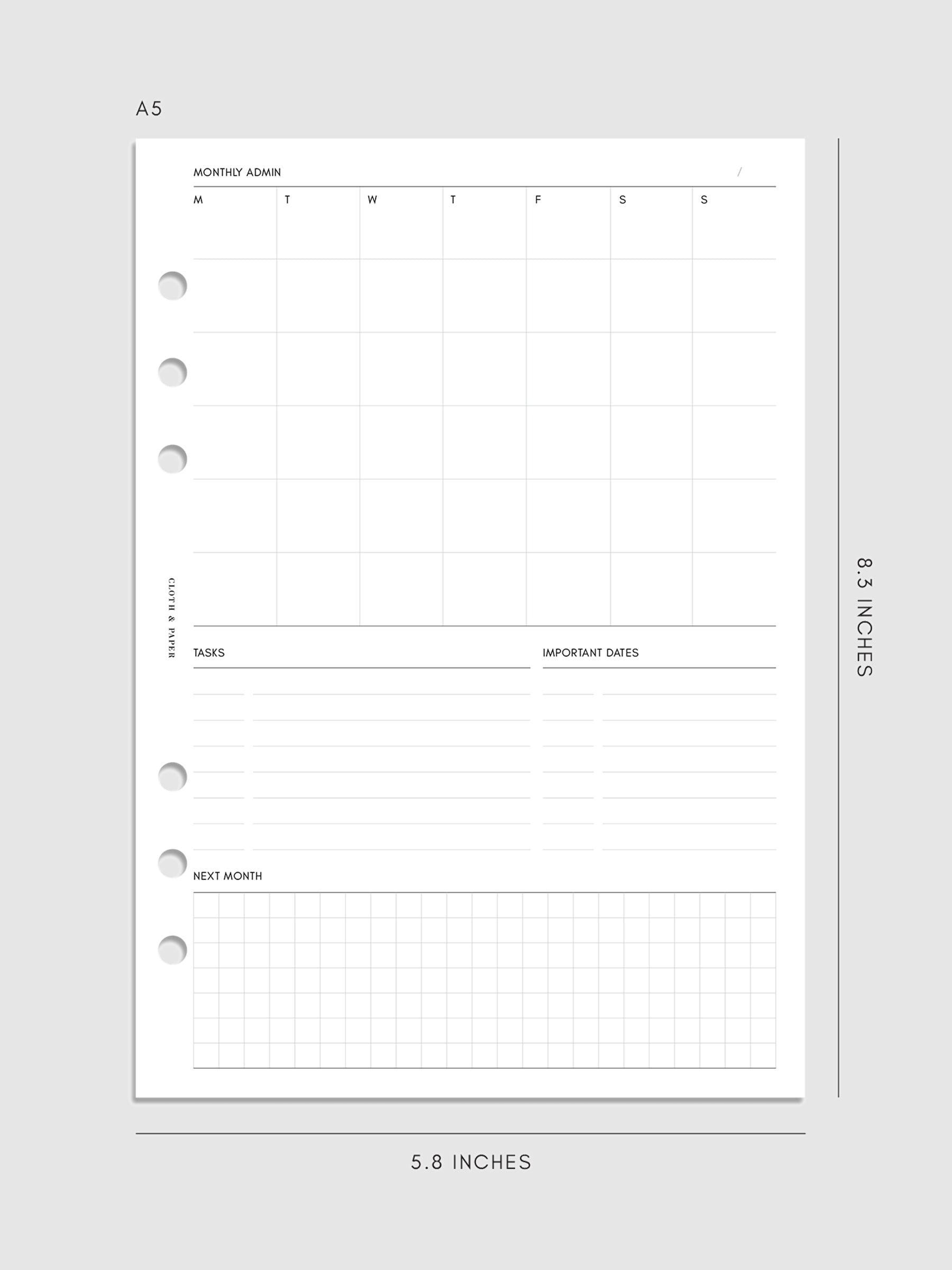 Digital mockup of inserts in A5.