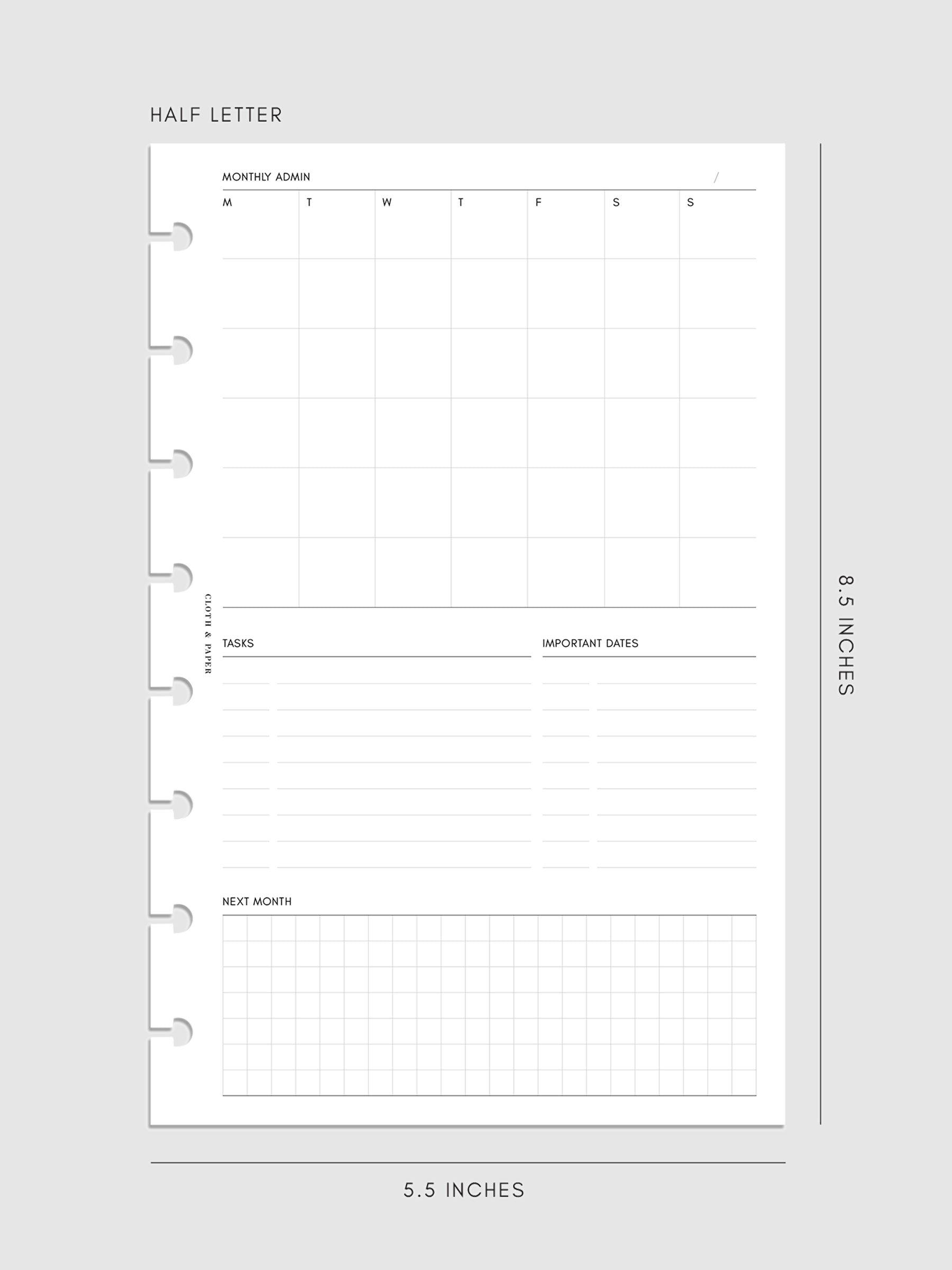Digital mockup of inserts in Half Letter.