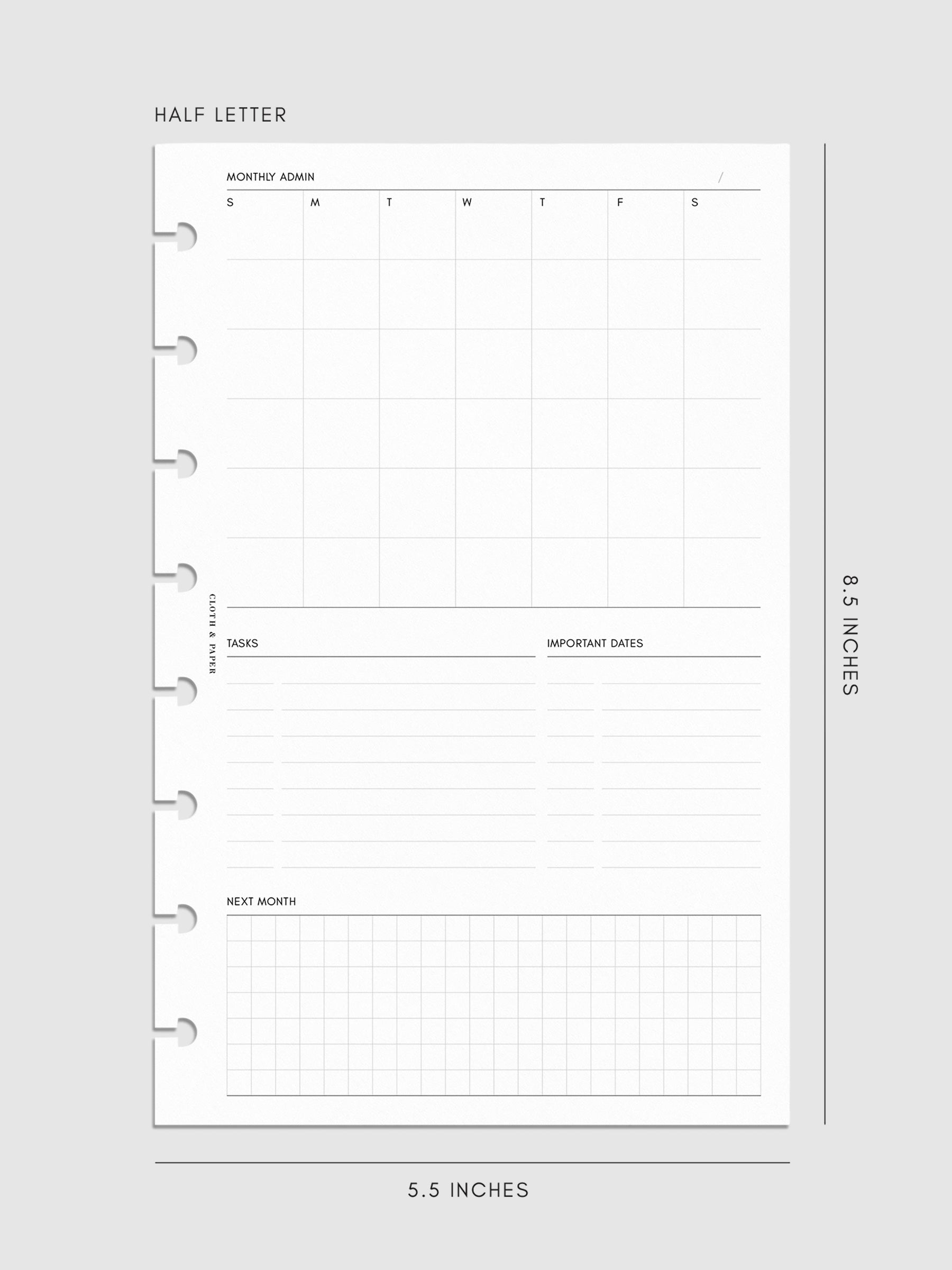 Digital mockup of inserts in Half Letter.