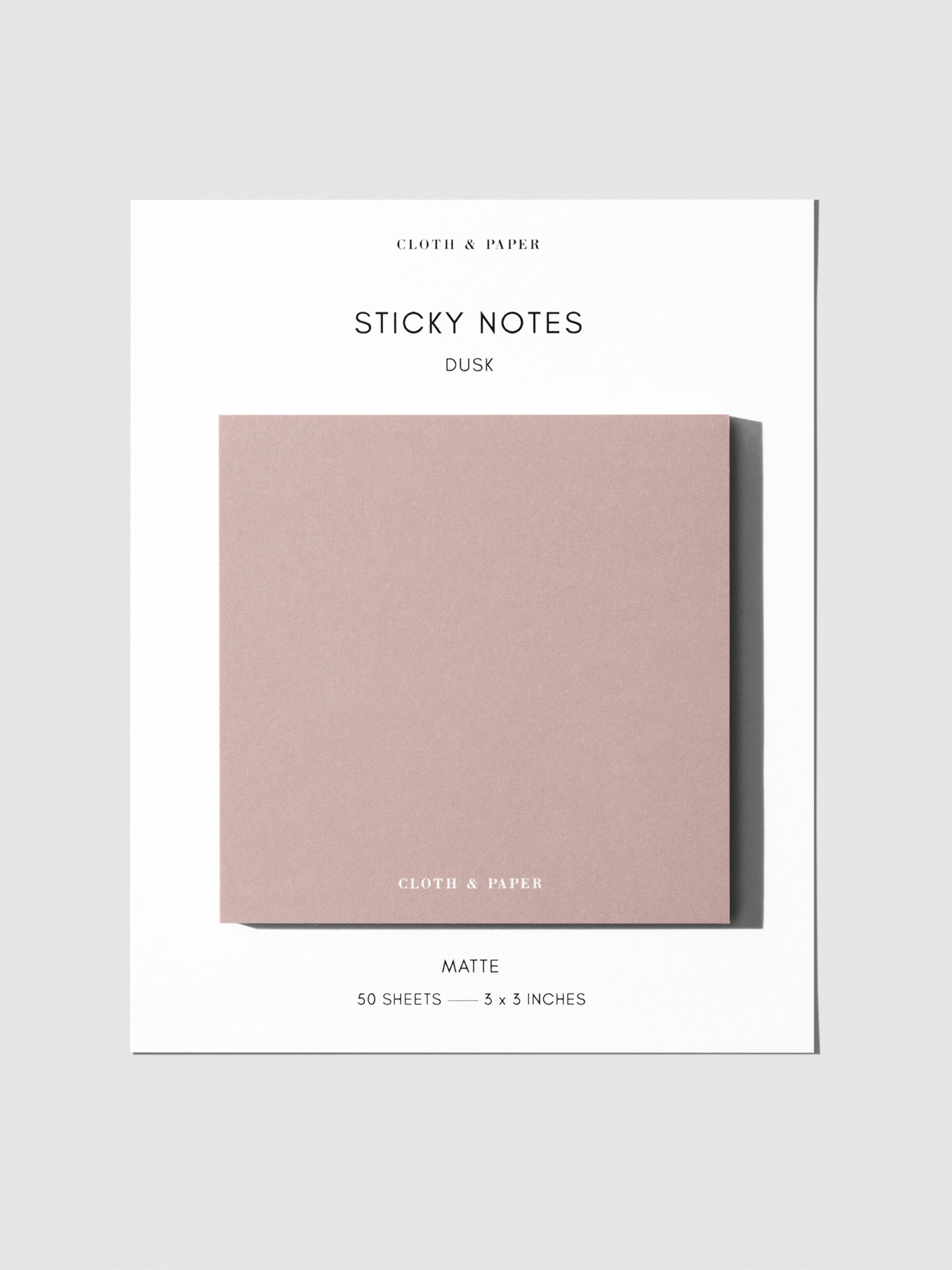 Sticky note set displayed against a neutral background. Color shown is dusk.