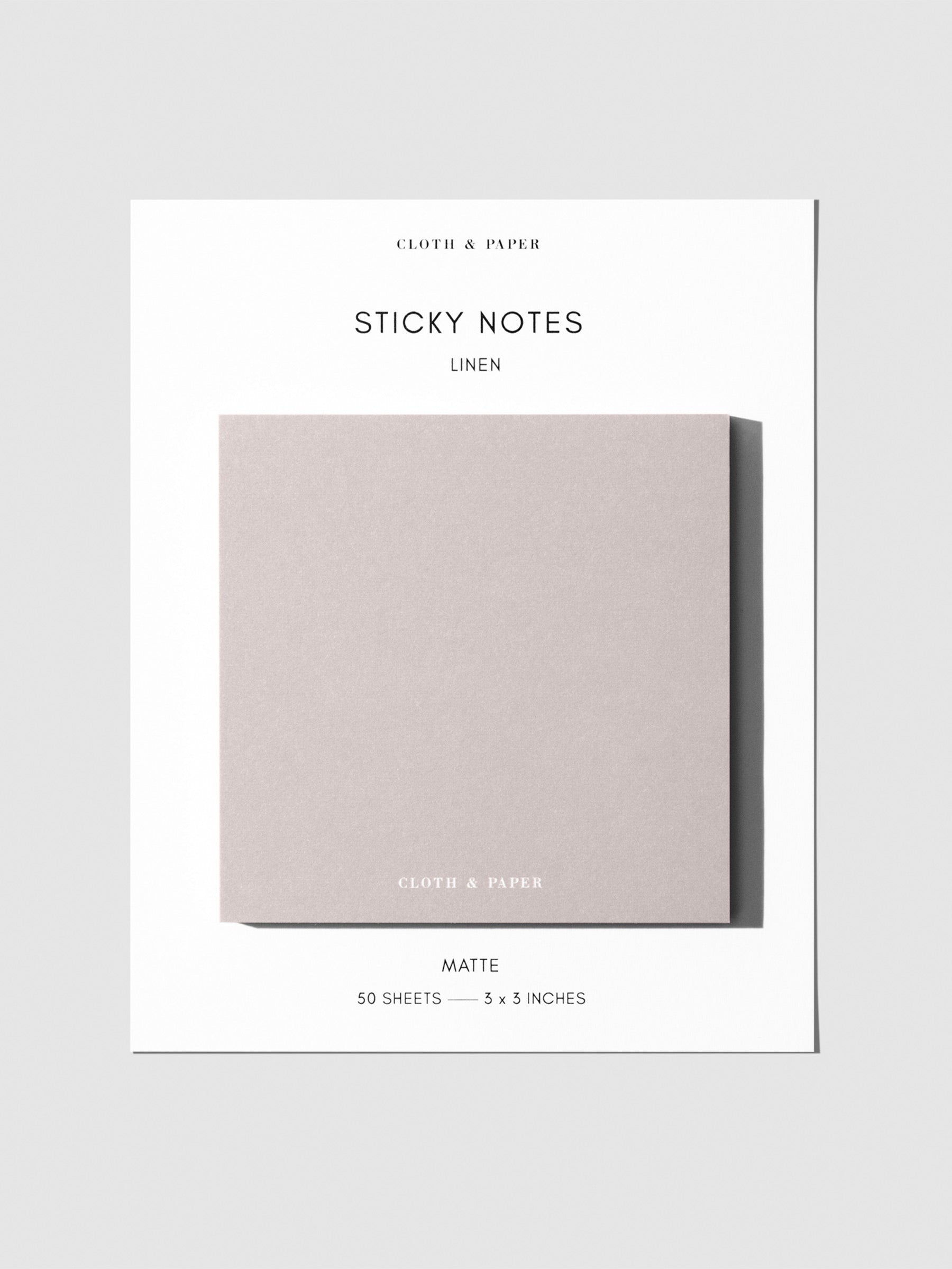 Sticky note set displayed against a neutral background. Color shown is linen.