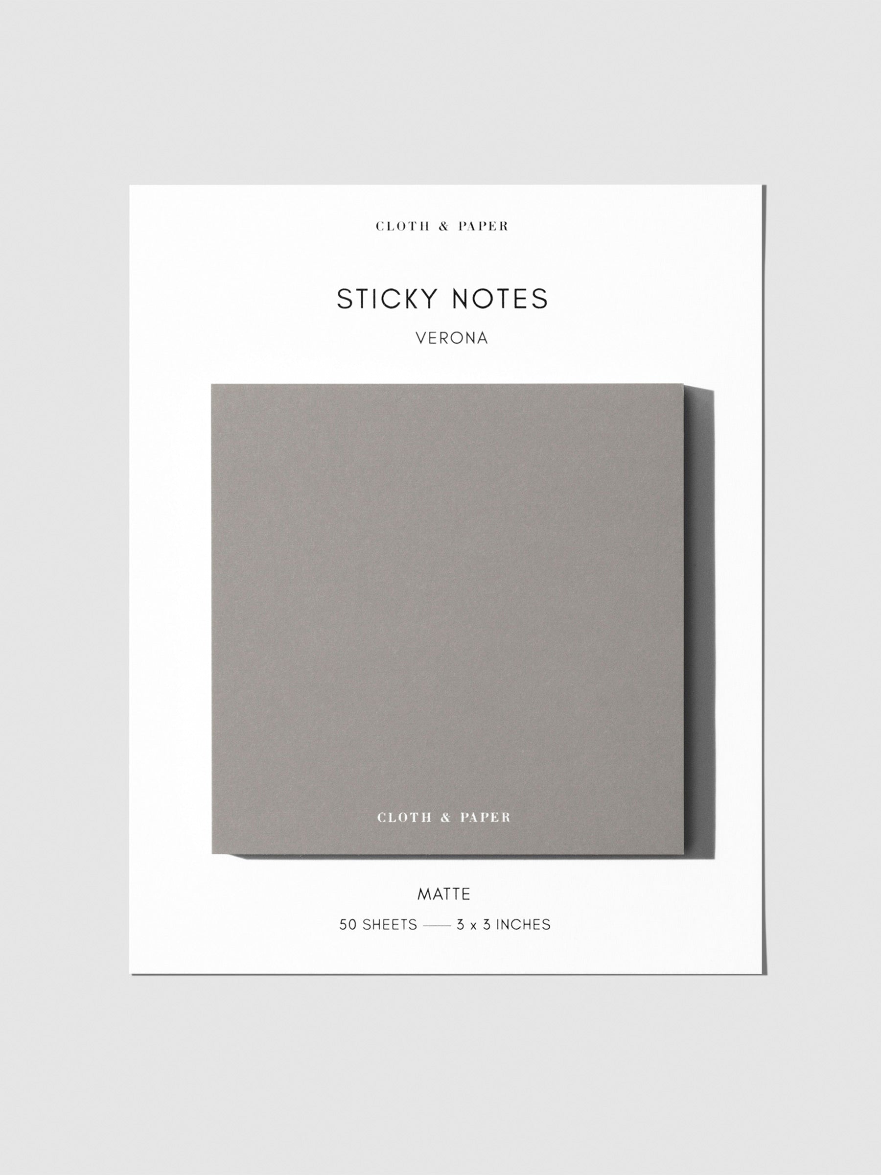 Sticky note set displayed against a neutral background. Color shown is verona.