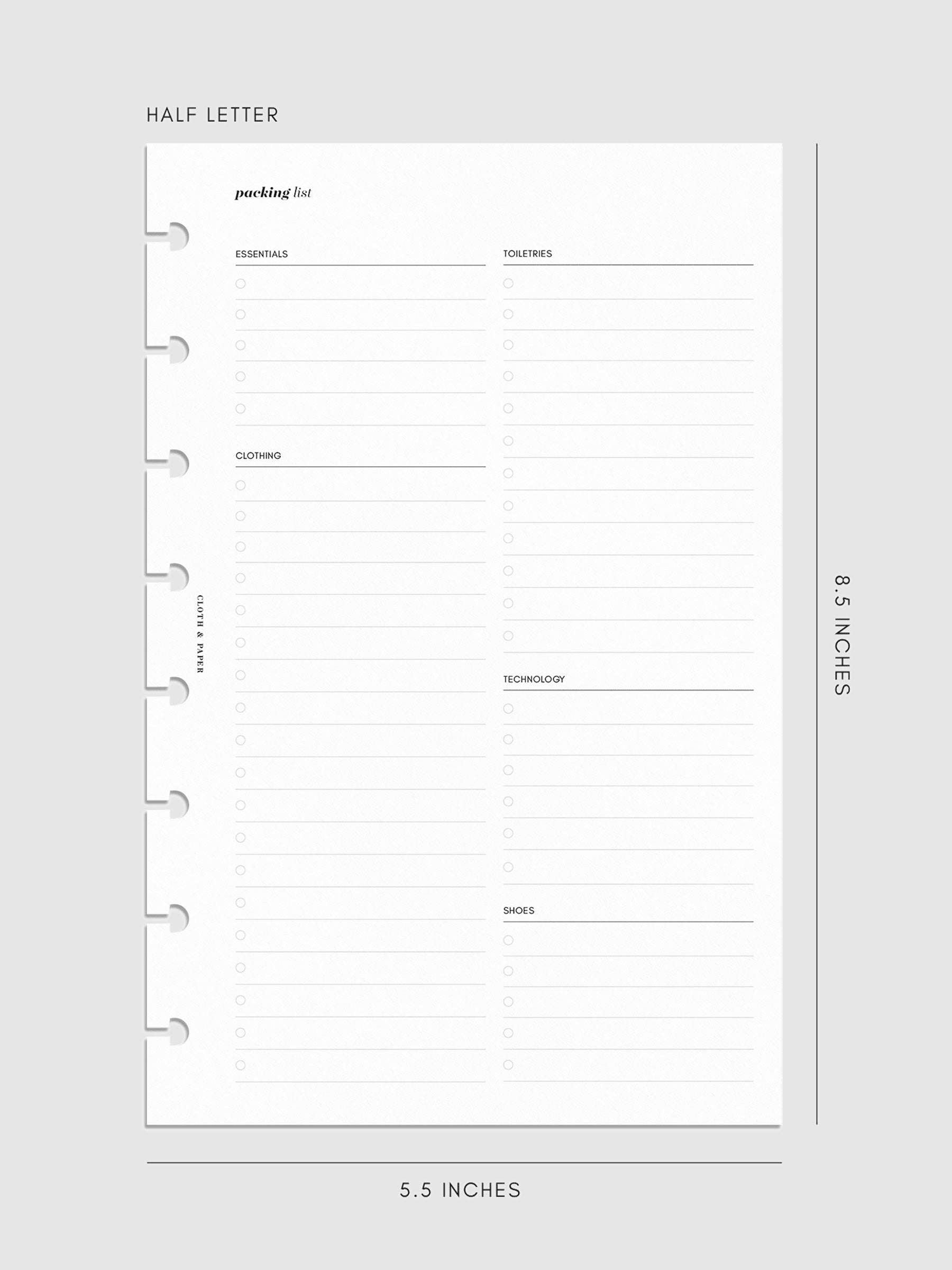 Digital mockup of inserts in Half Letter.