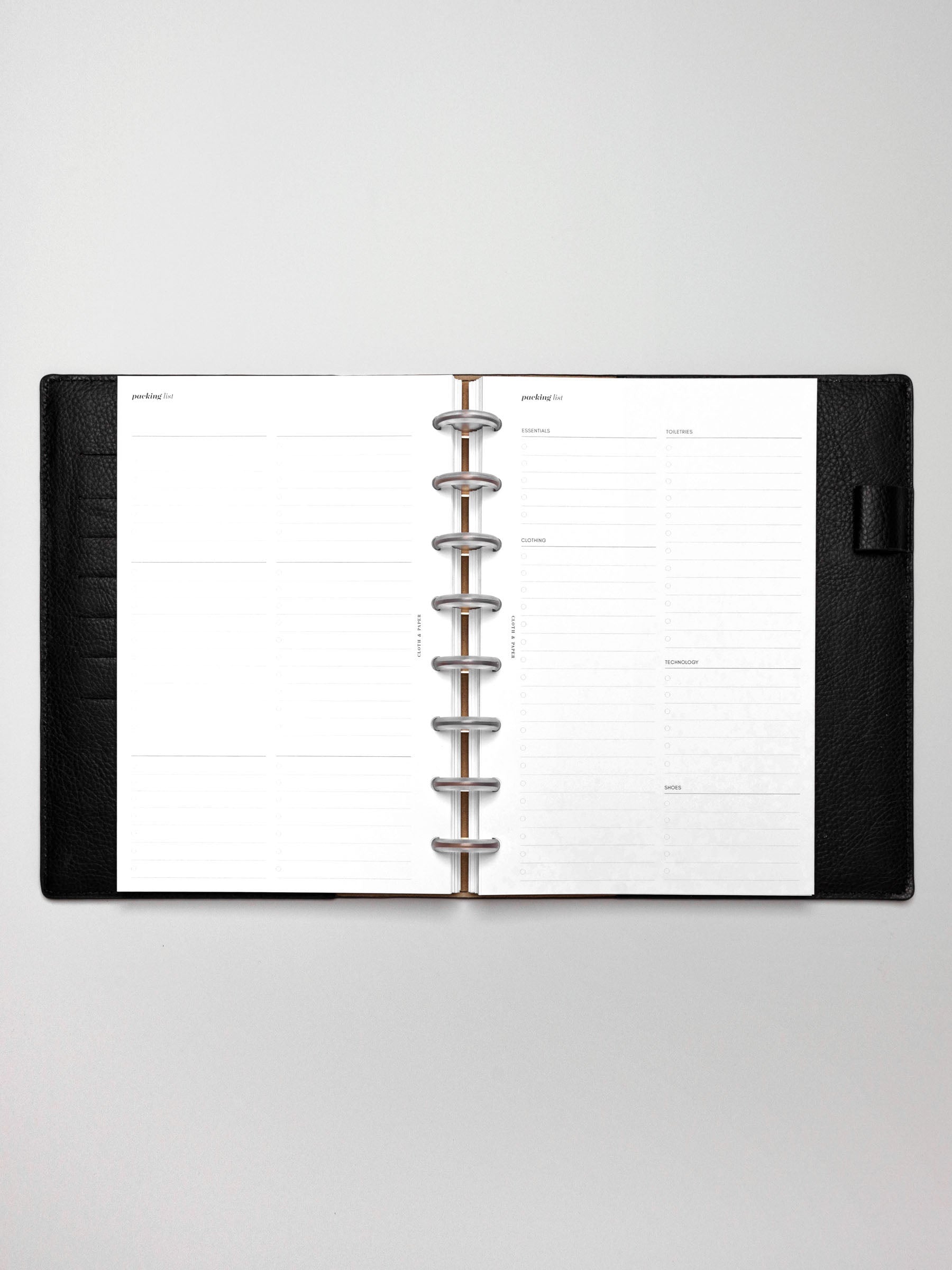 Insert in use inside a black leather planner.