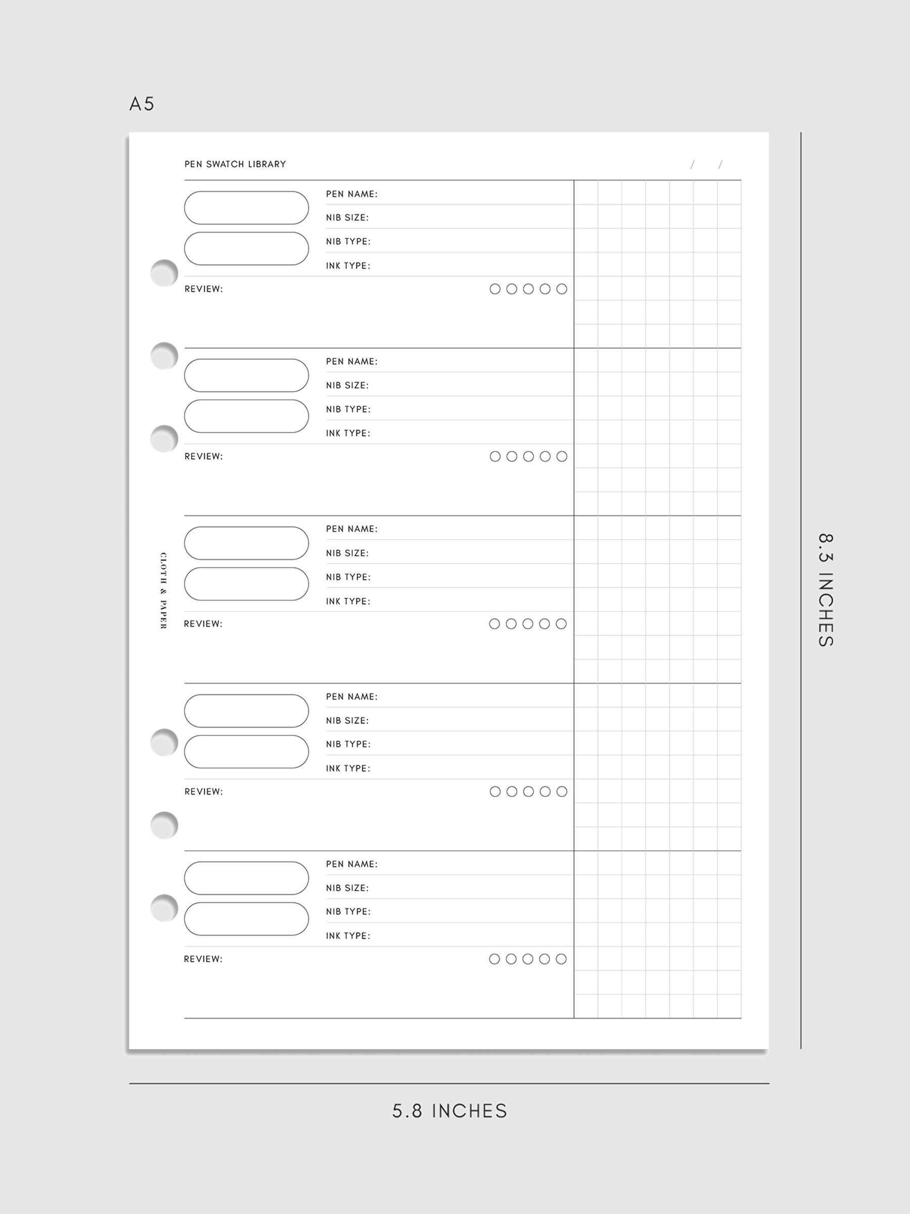 Pen Swatch Planner Inserts
