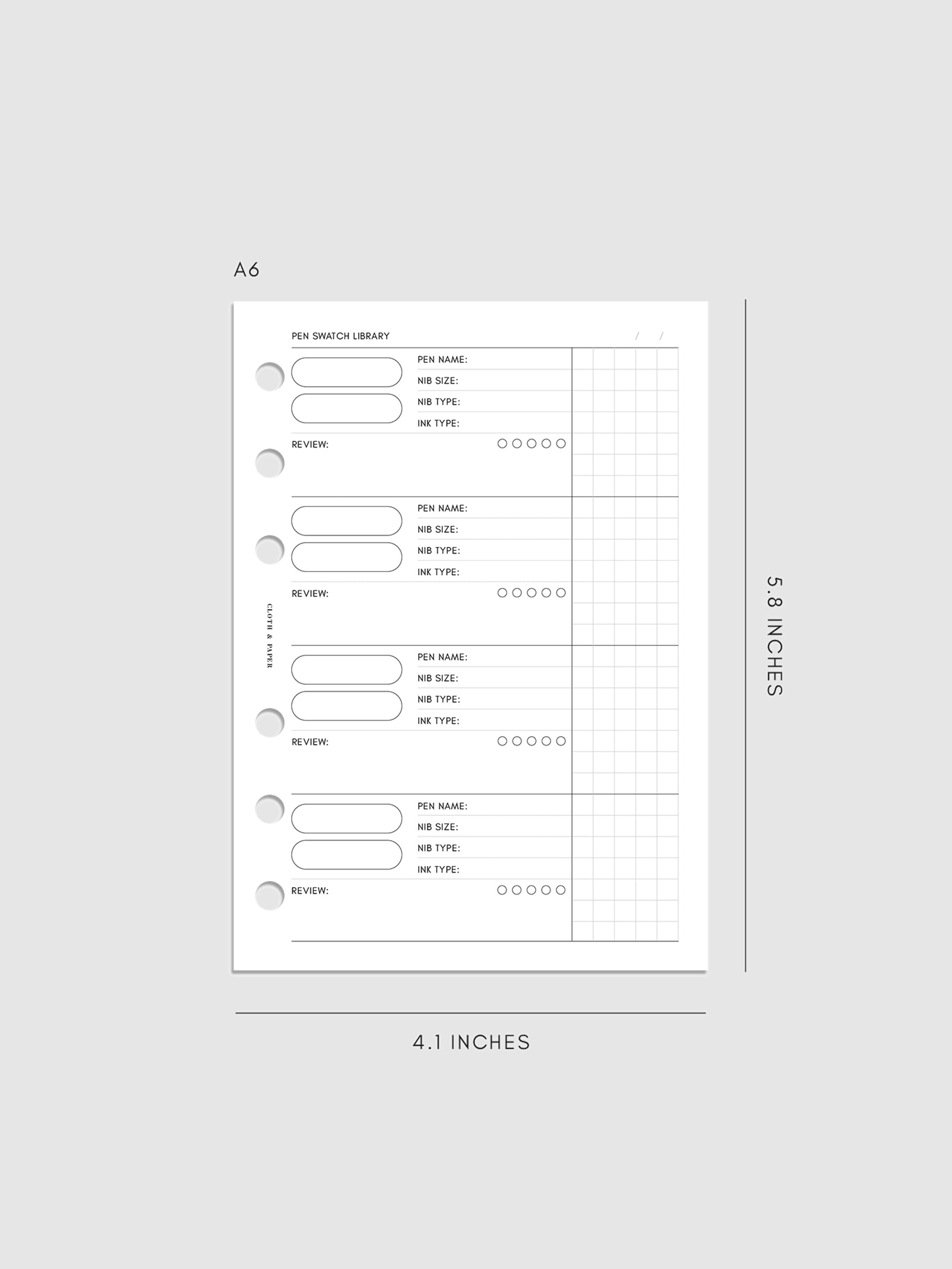 Pen Swatch Planner Inserts