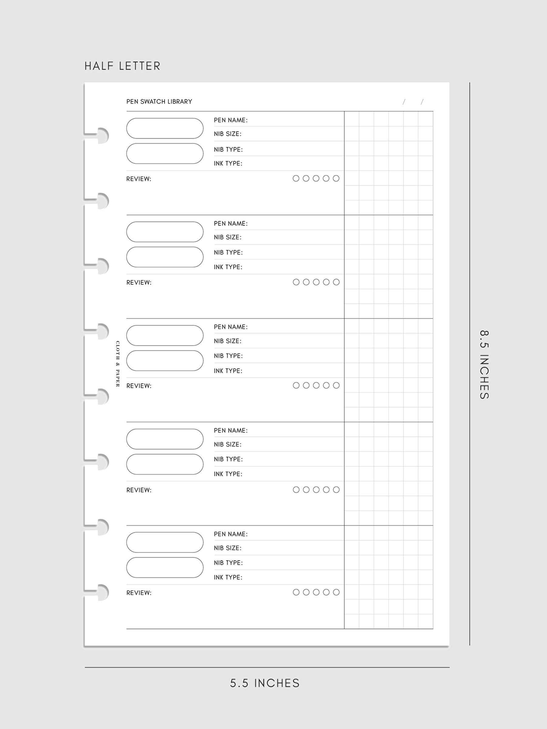 Pen Swatch Planner Inserts