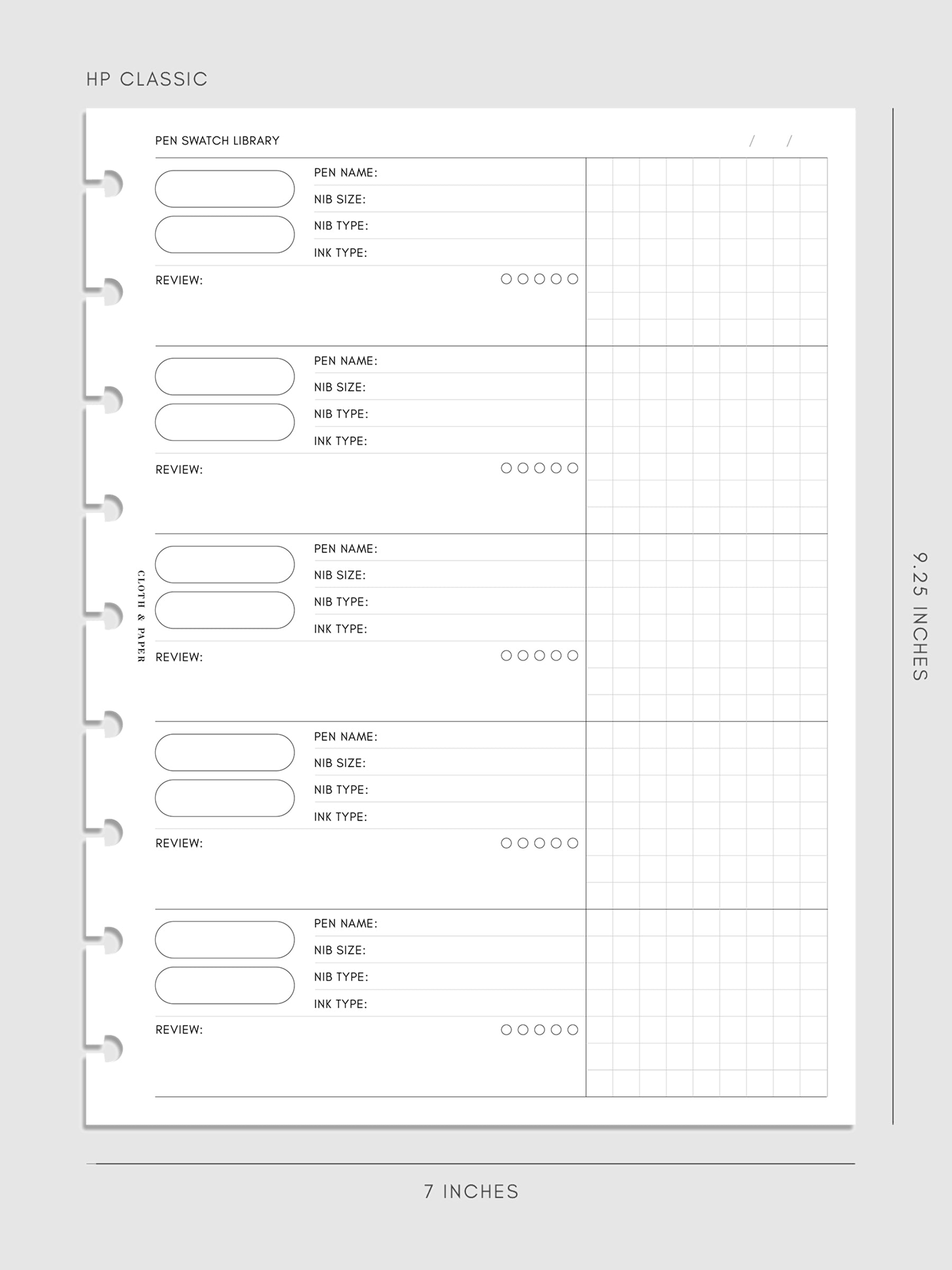 Pen Swatch Planner Inserts