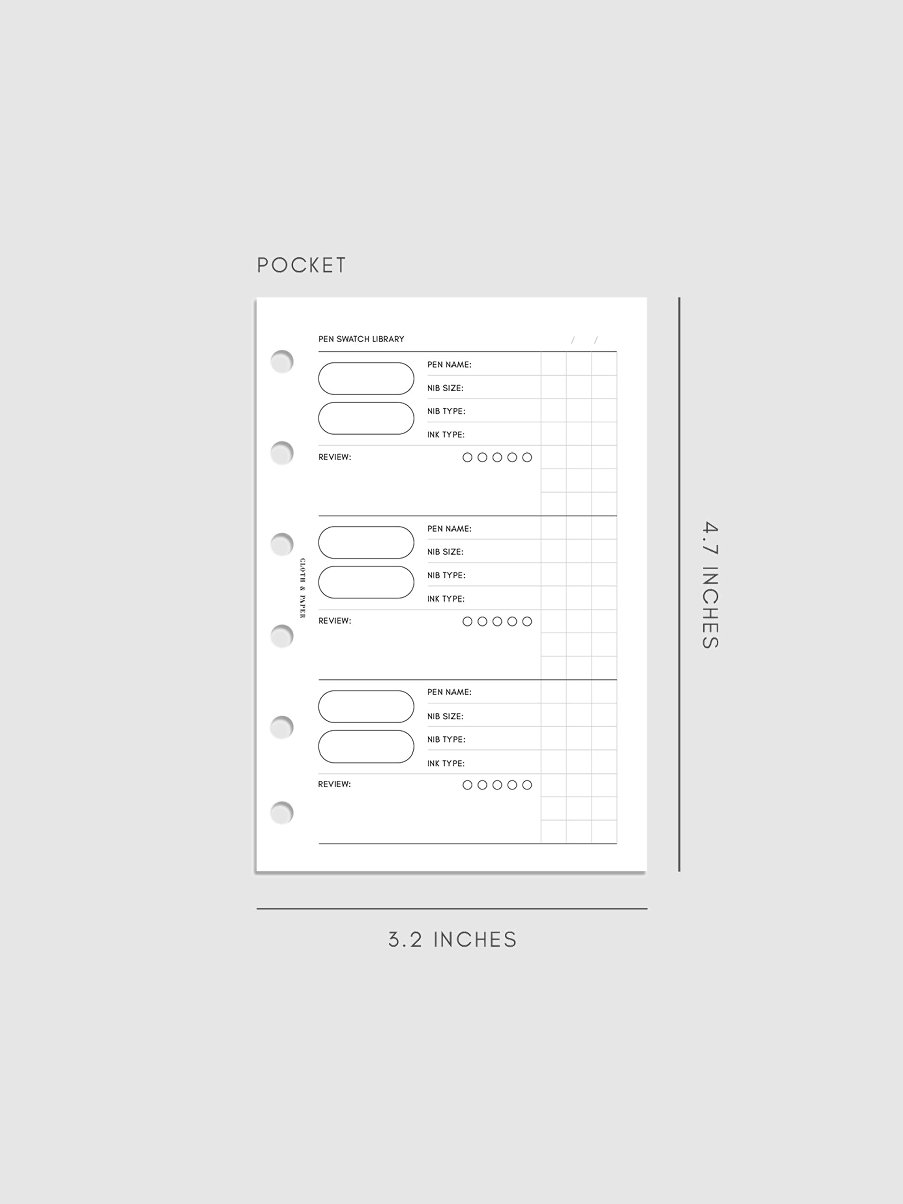 Pen Swatch Planner Inserts