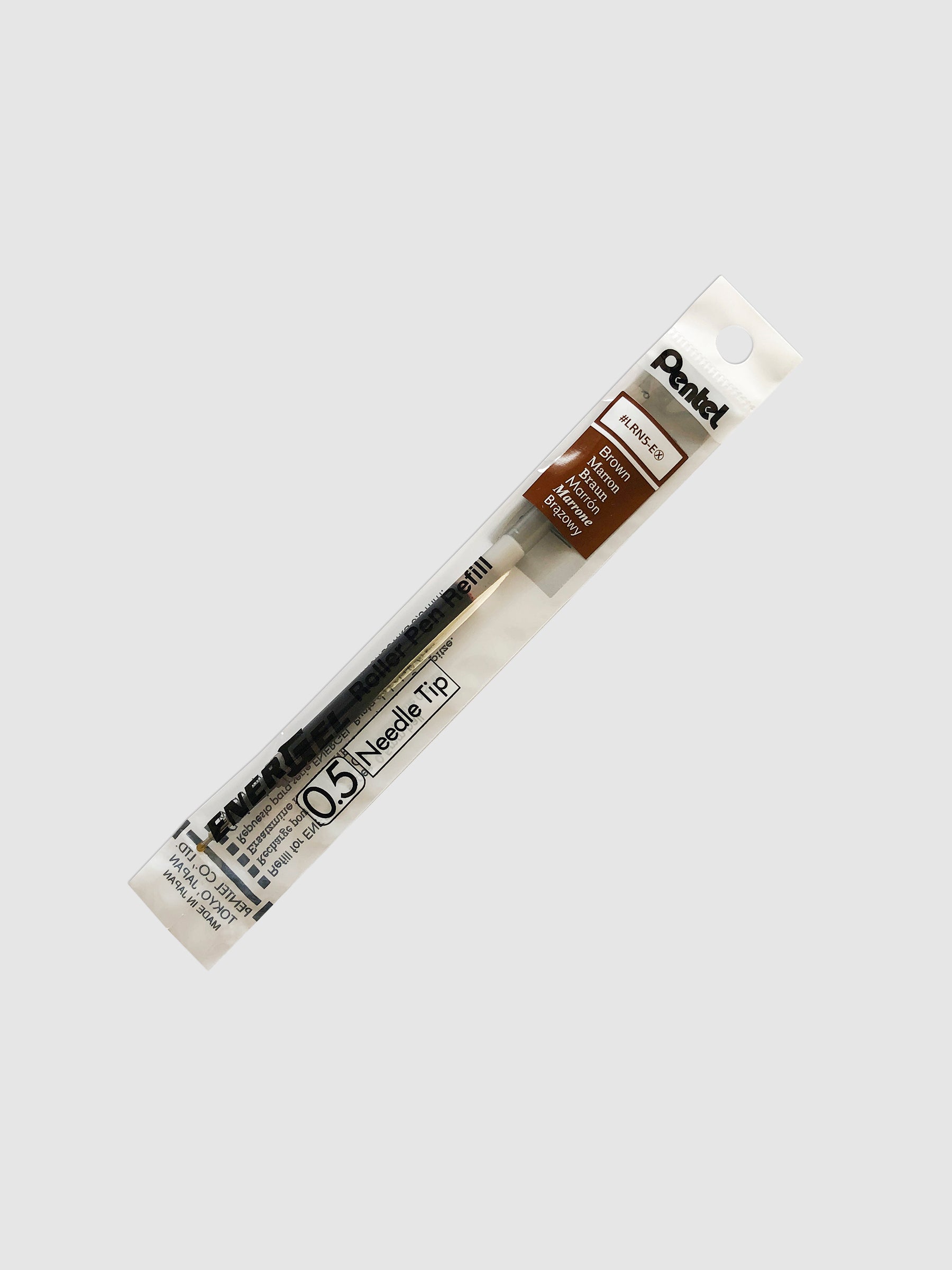 Pentel Energel Refill | Black | Cloth & Paper. Ink refill shown in its packaging tilted to the right on a neutral background.
