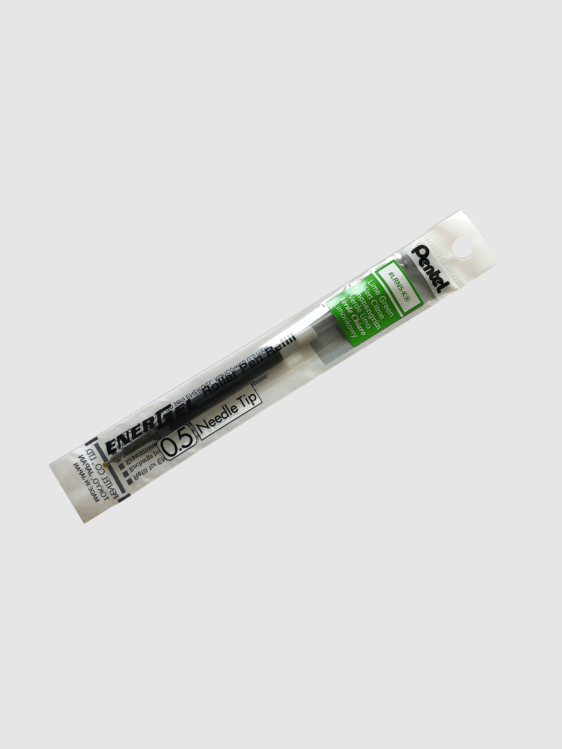 Pentel Energel Refill | Black | Cloth & Paper. Ink refill shown in its packaging tilted to the right on a neutral background.