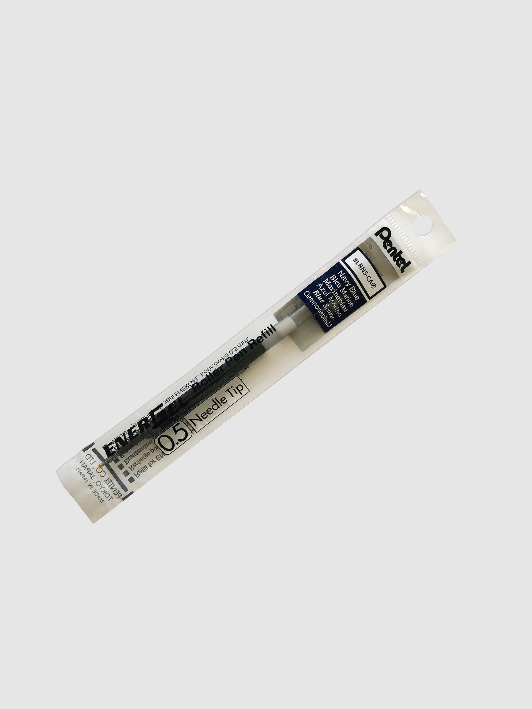 Pentel Energel Refill | Black | Cloth & Paper. Ink refill shown in its packaging tilted to the right on a neutral background.