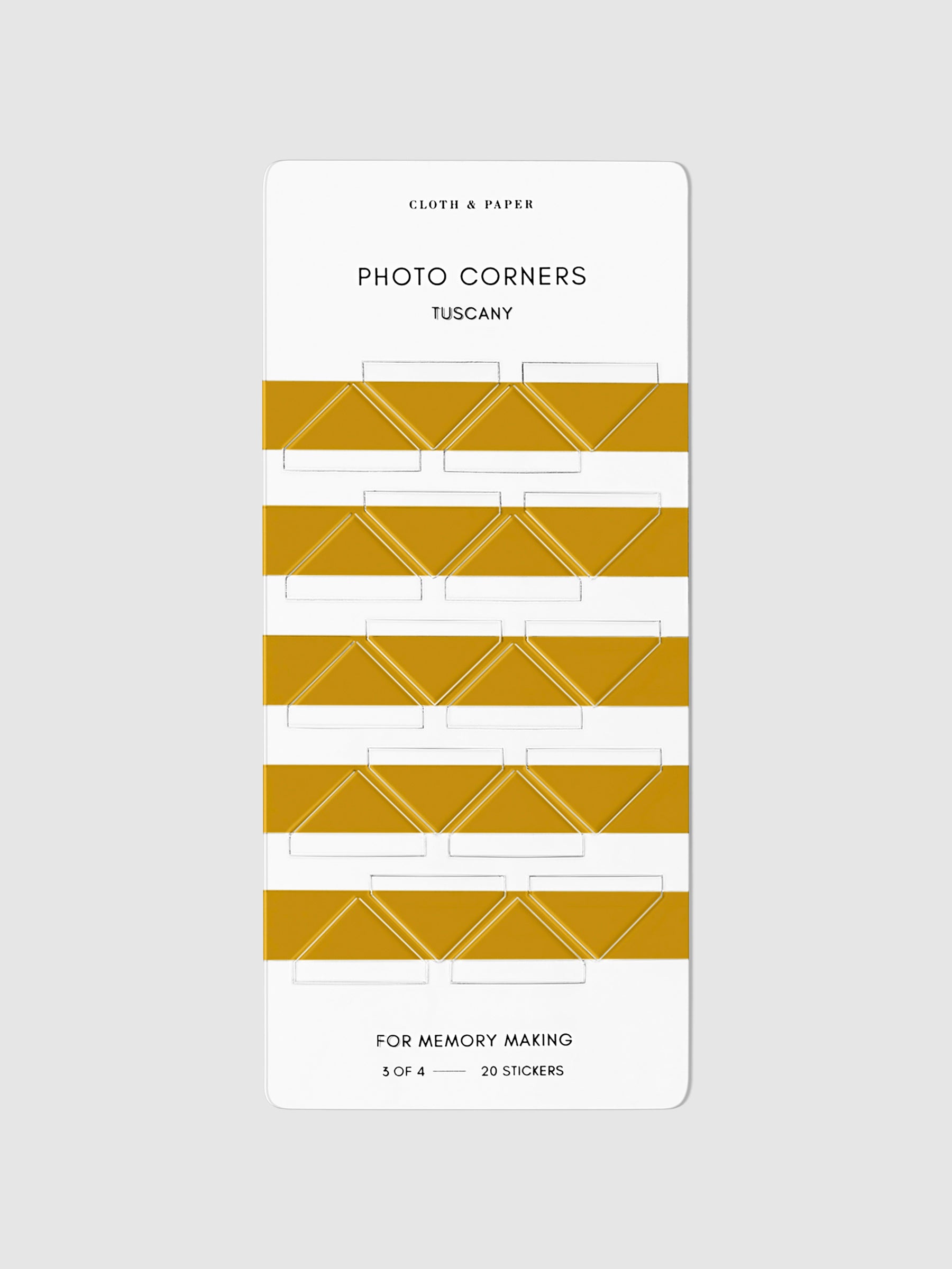 Tuscany photo corners displayed on a neutral background.