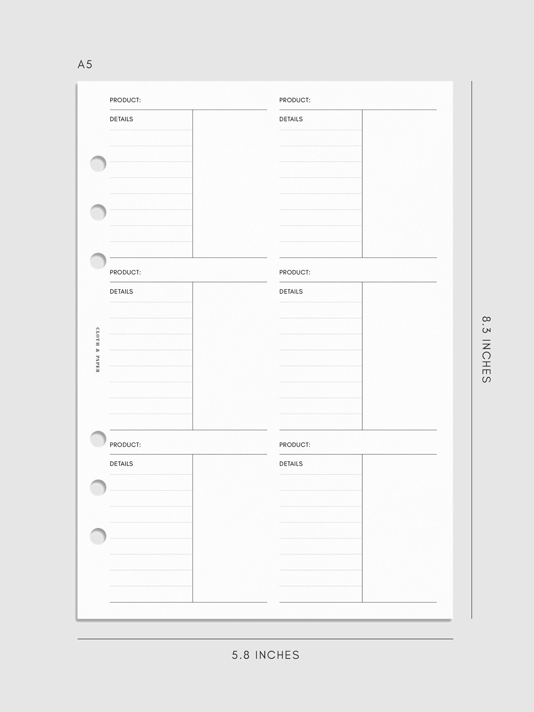 Digital mockup of inserts in A5 sizing.