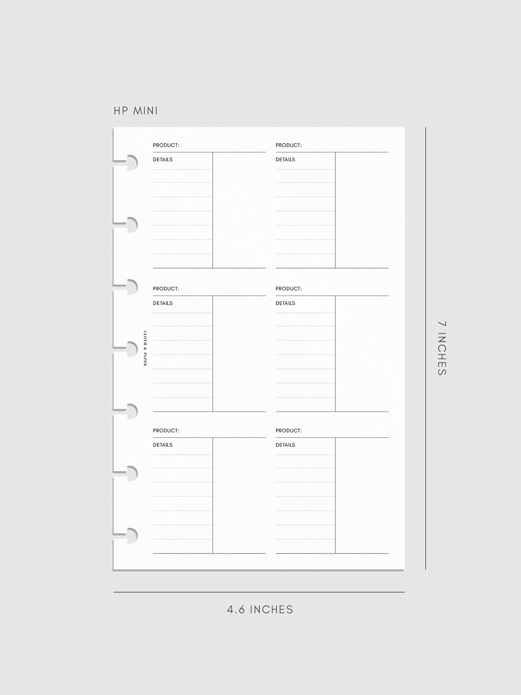 Digital mockup of inserts in HP Mini sizing.