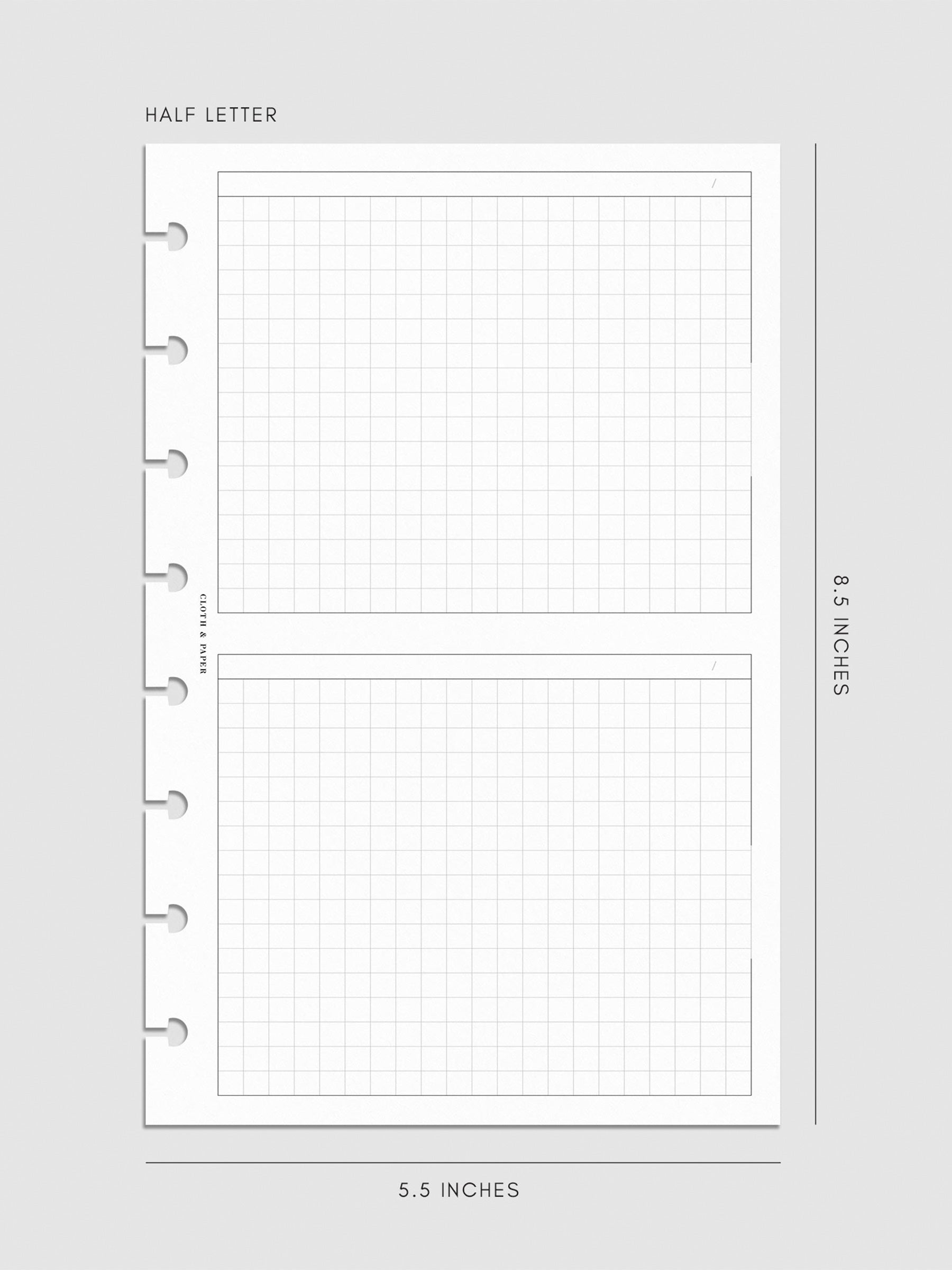 Digital mockup of inserts in Half Letter.