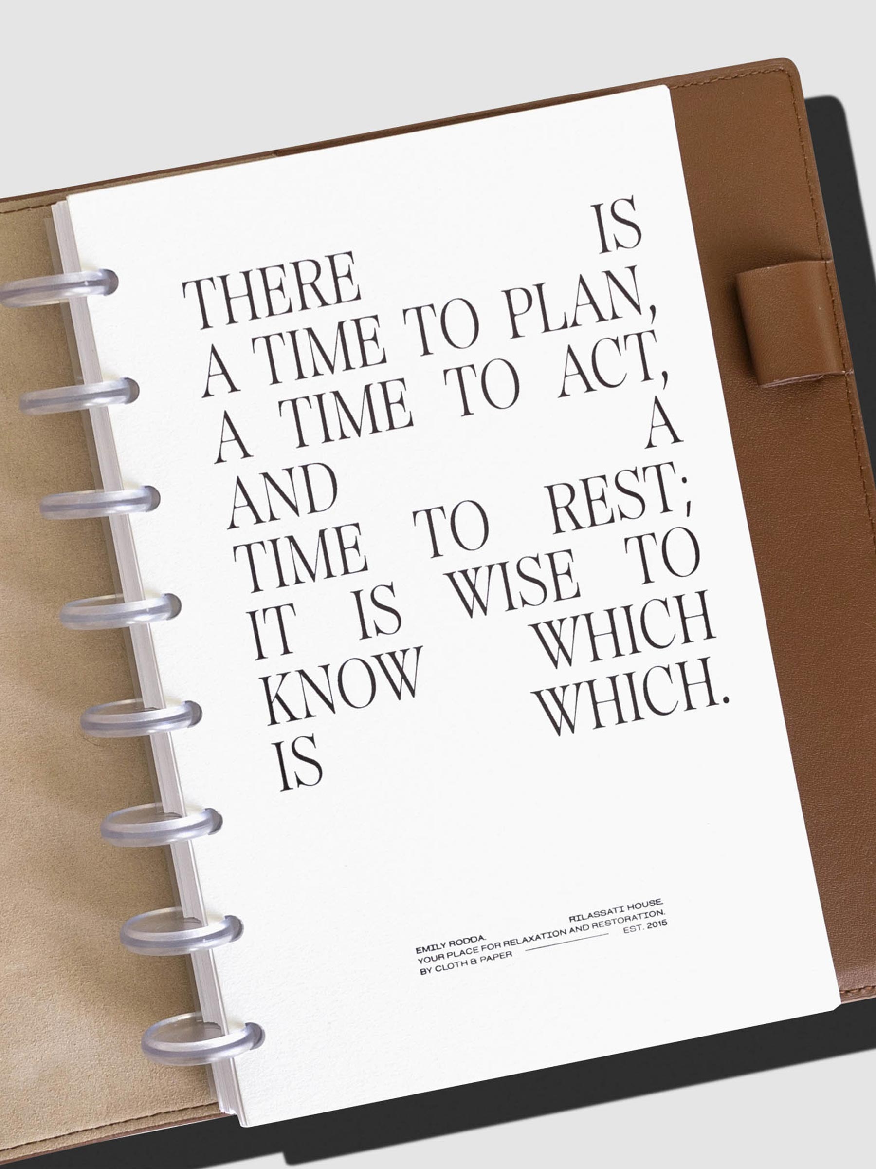 Dashboard in use inside a leather planner.