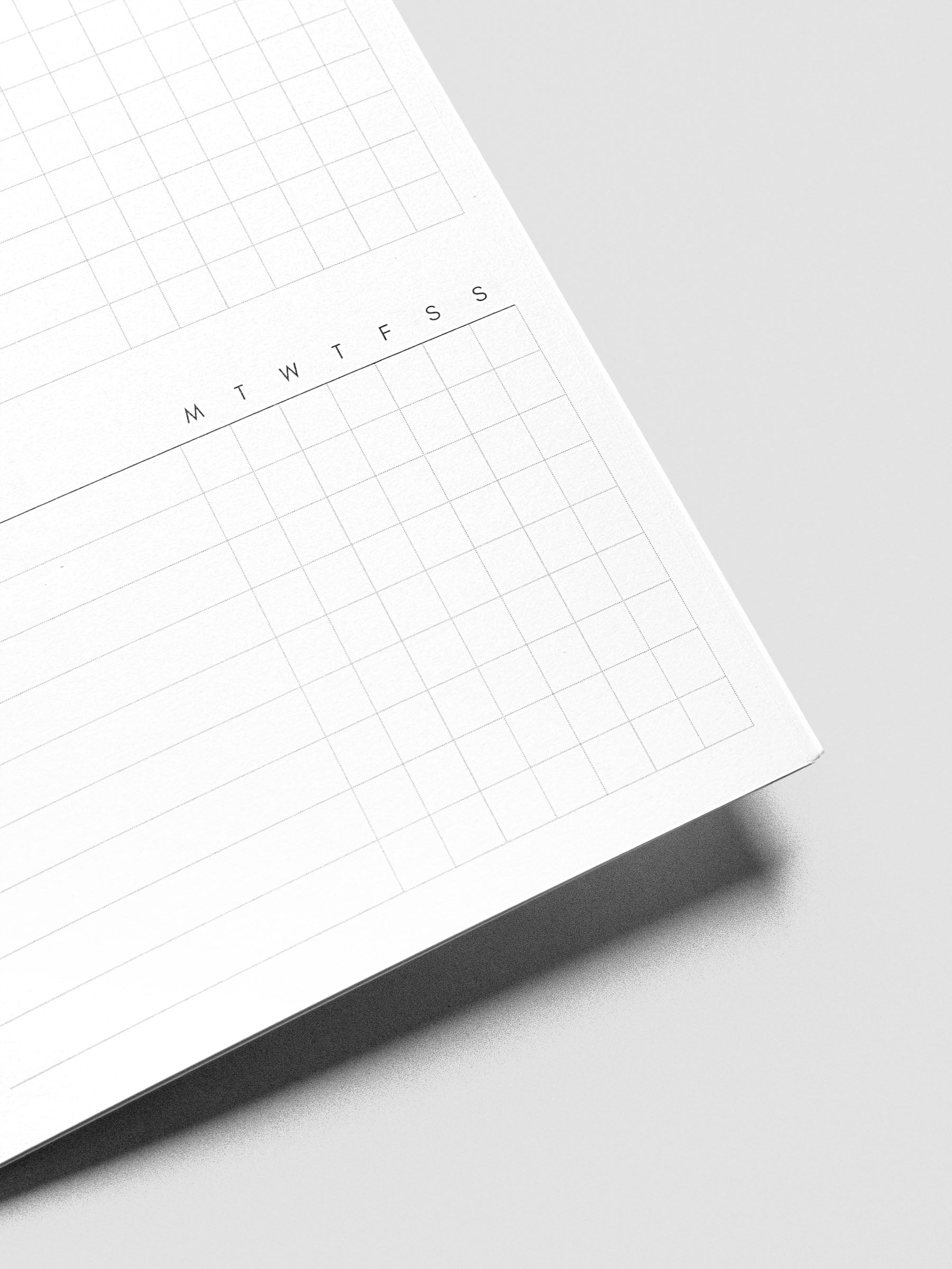 Travel Notebook in size A5 Slim in color Beignet with Routine Builder pages with inner pages shown in close up.