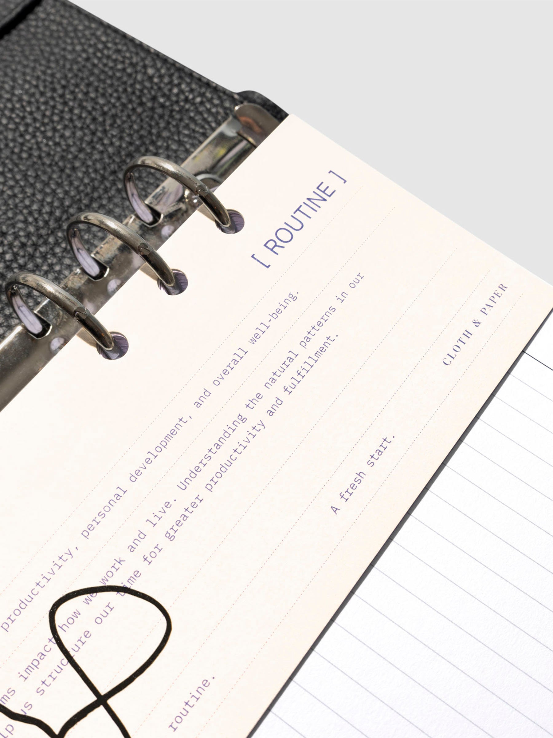 Closeup of dashboard in use inside a leather planner.