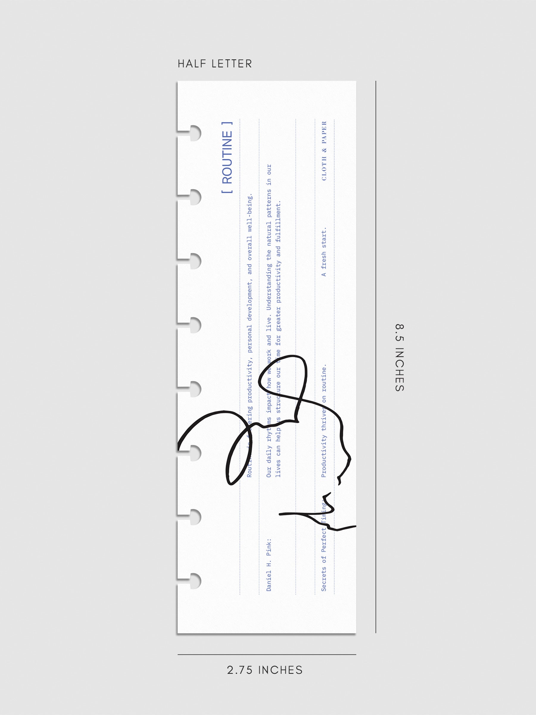 Digital mockup of dashboard displayed on a neutral background. Size shown is Half Letter.