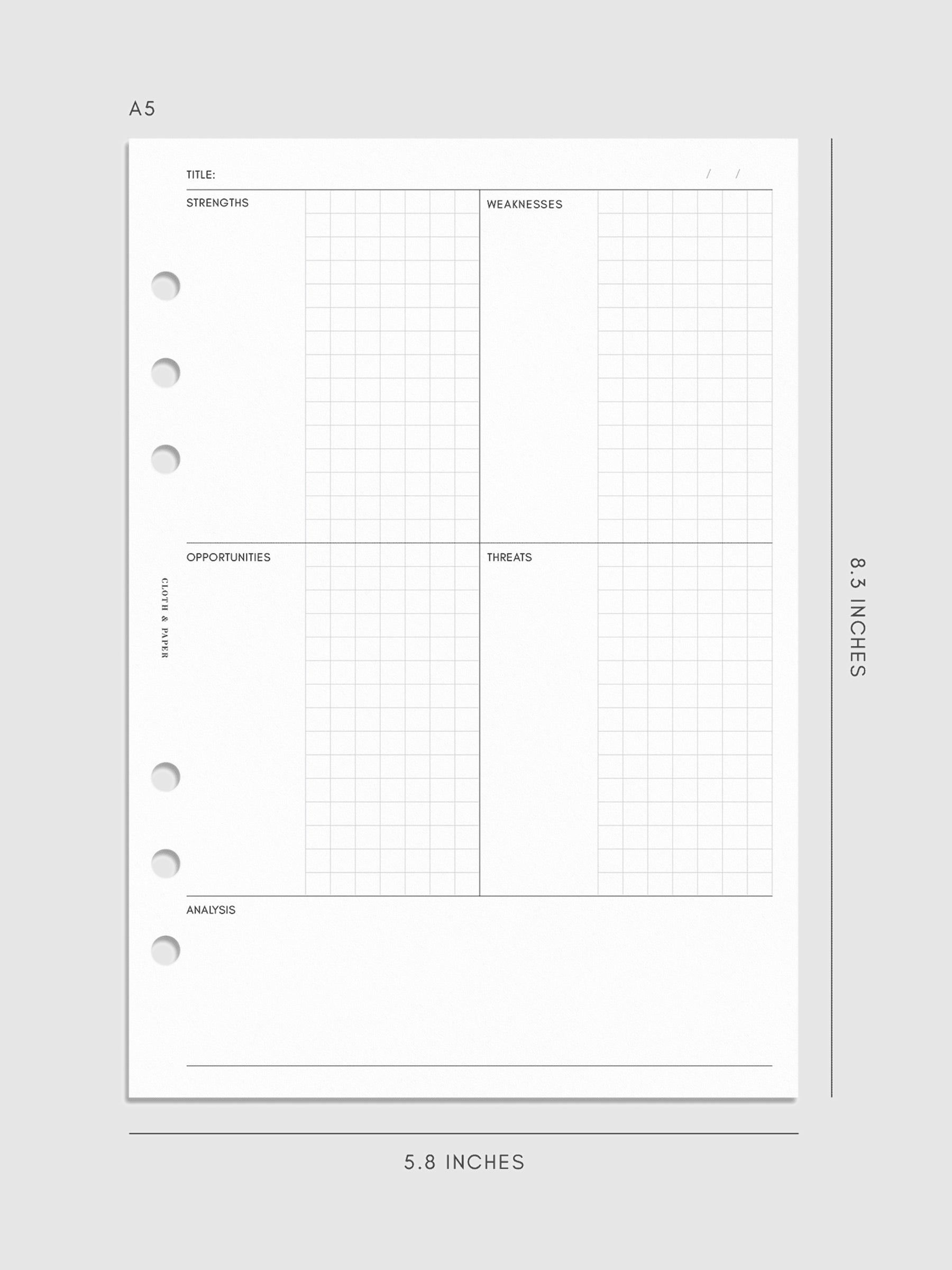 SWOT Analysis Planner Inserts | Refreshed Layout