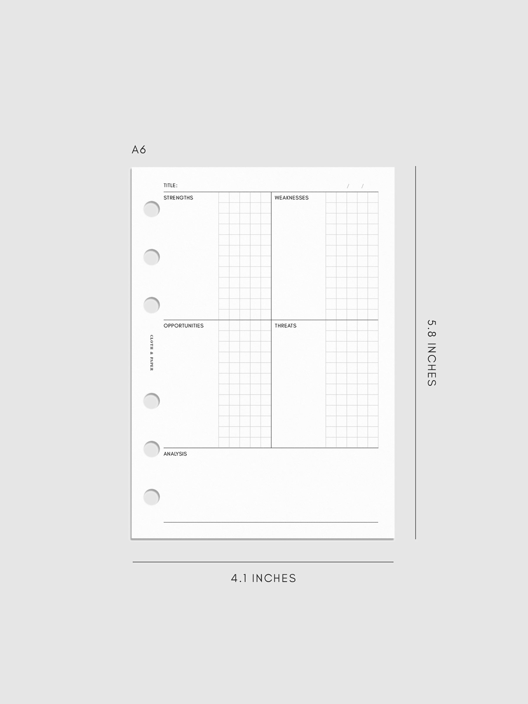 SWOT Analysis Planner Inserts | Refreshed Layout