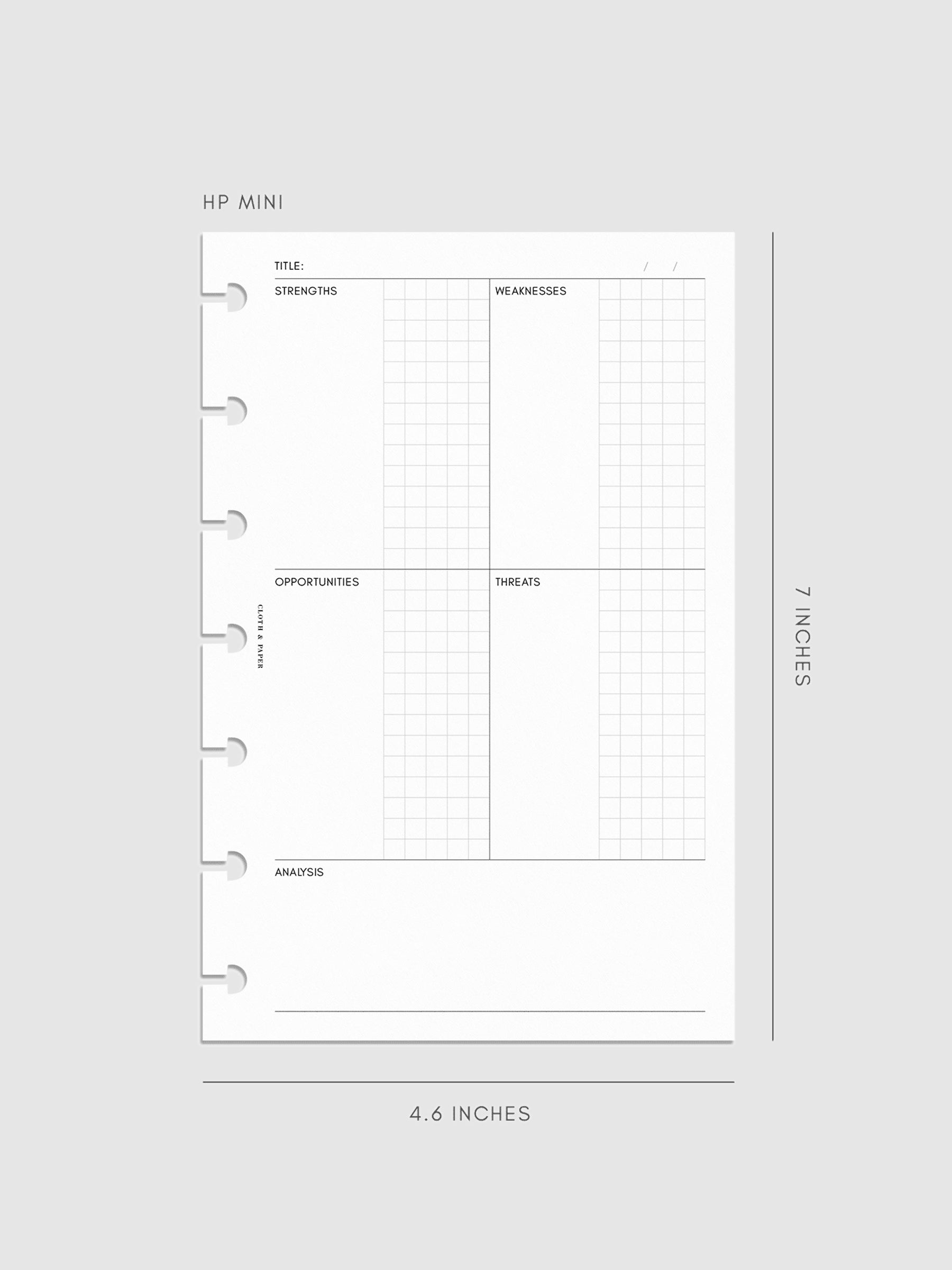 SWOT Analysis Planner Inserts | Refreshed Layout