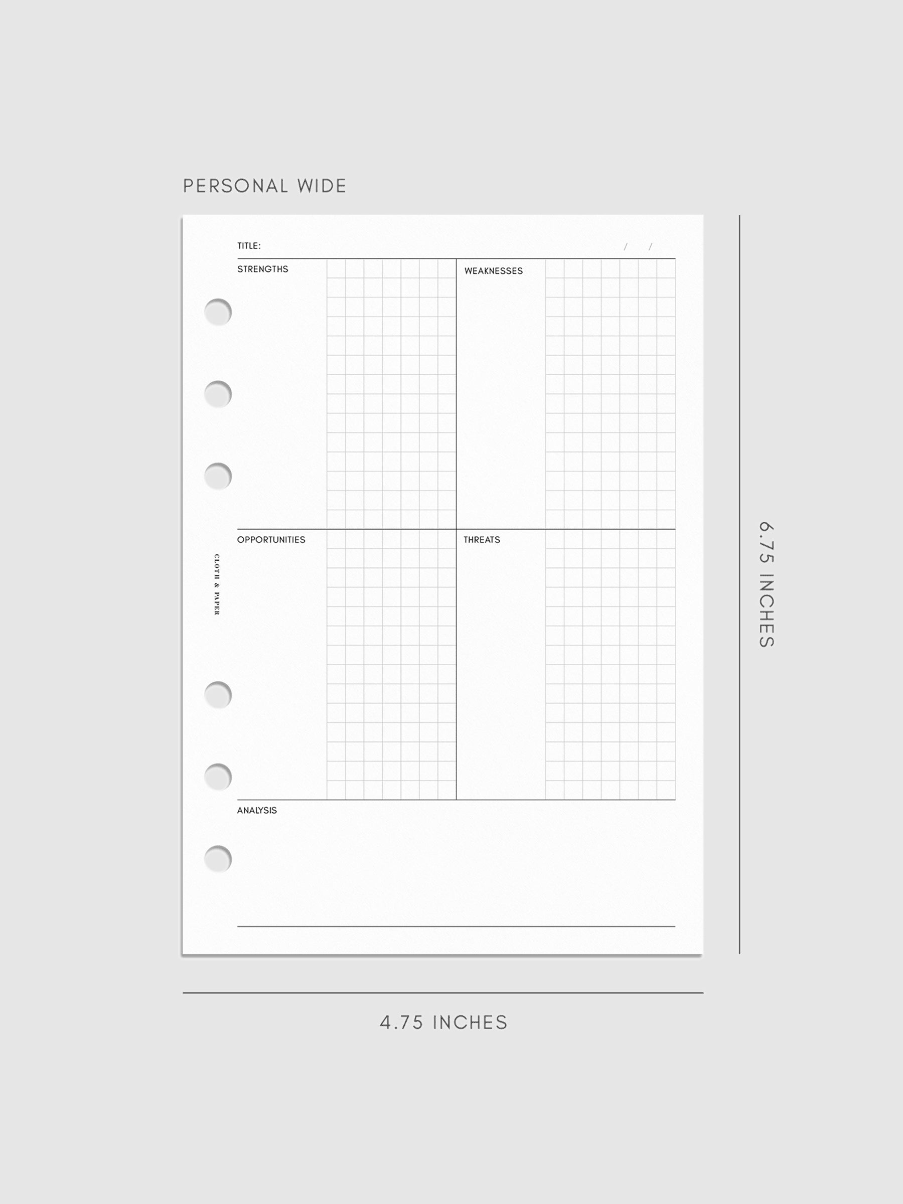 SWOT Analysis Planner Inserts | Refreshed Layout