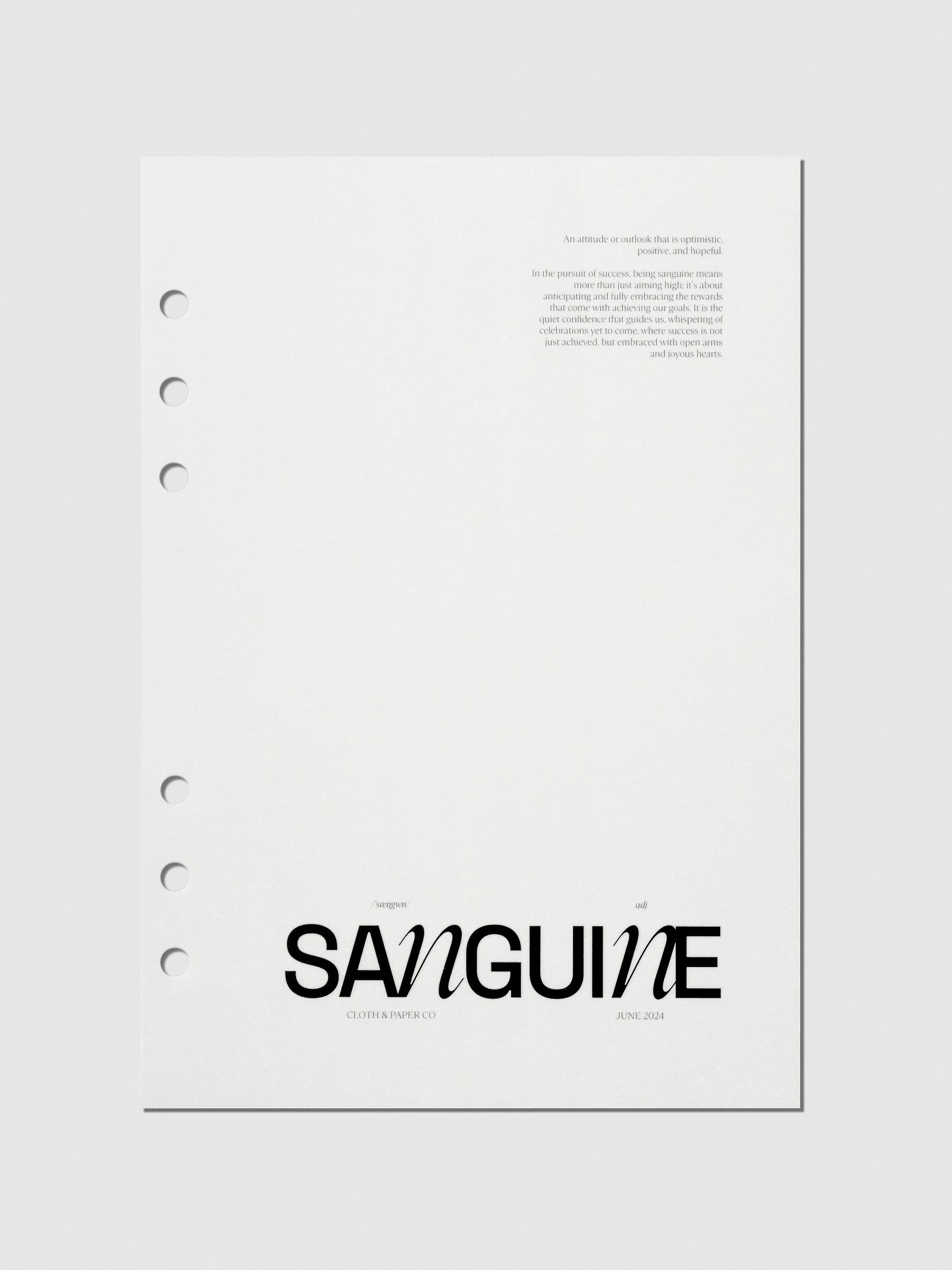 Sanguine Planner Dashboard in A5 6-Ring size, Cloth and Paper, displayed on a neutral background