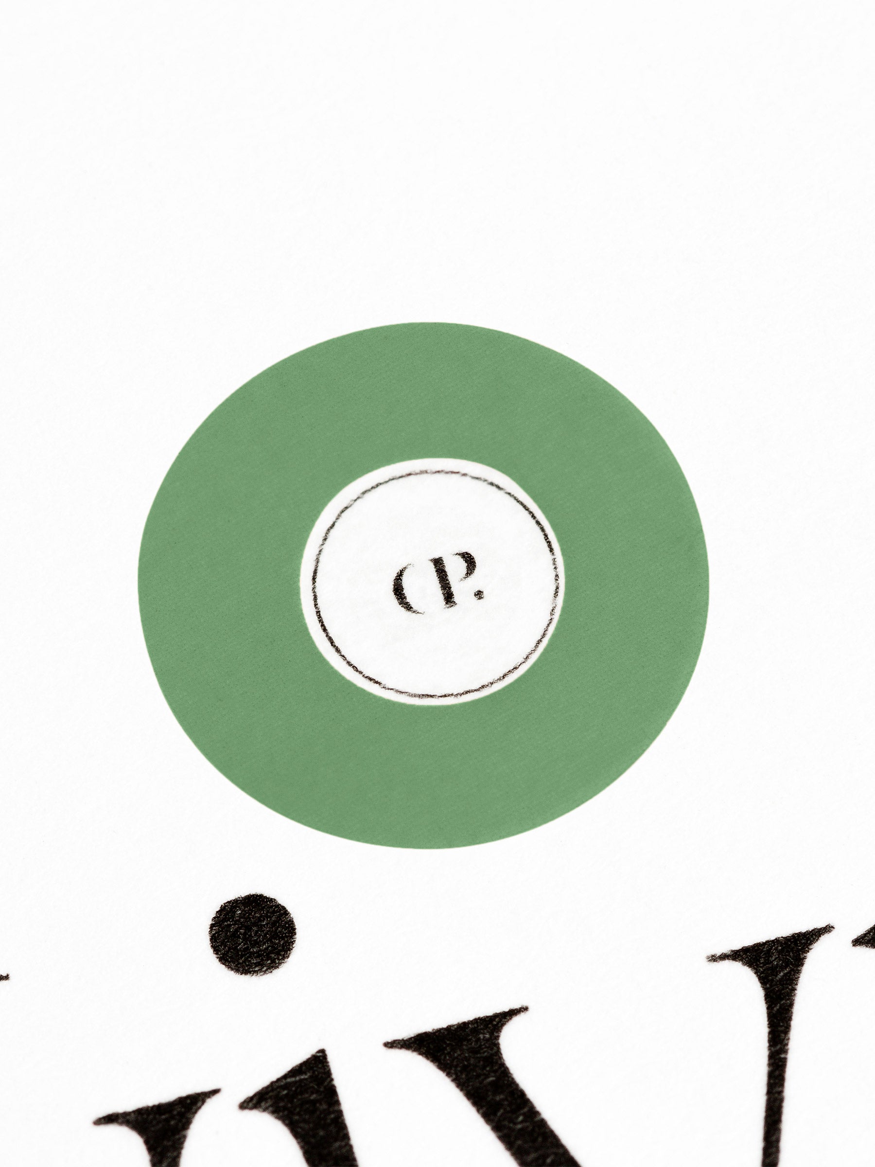 Medium sticker in use, placed over the Cloth and Paper logo on a sheet of paper.