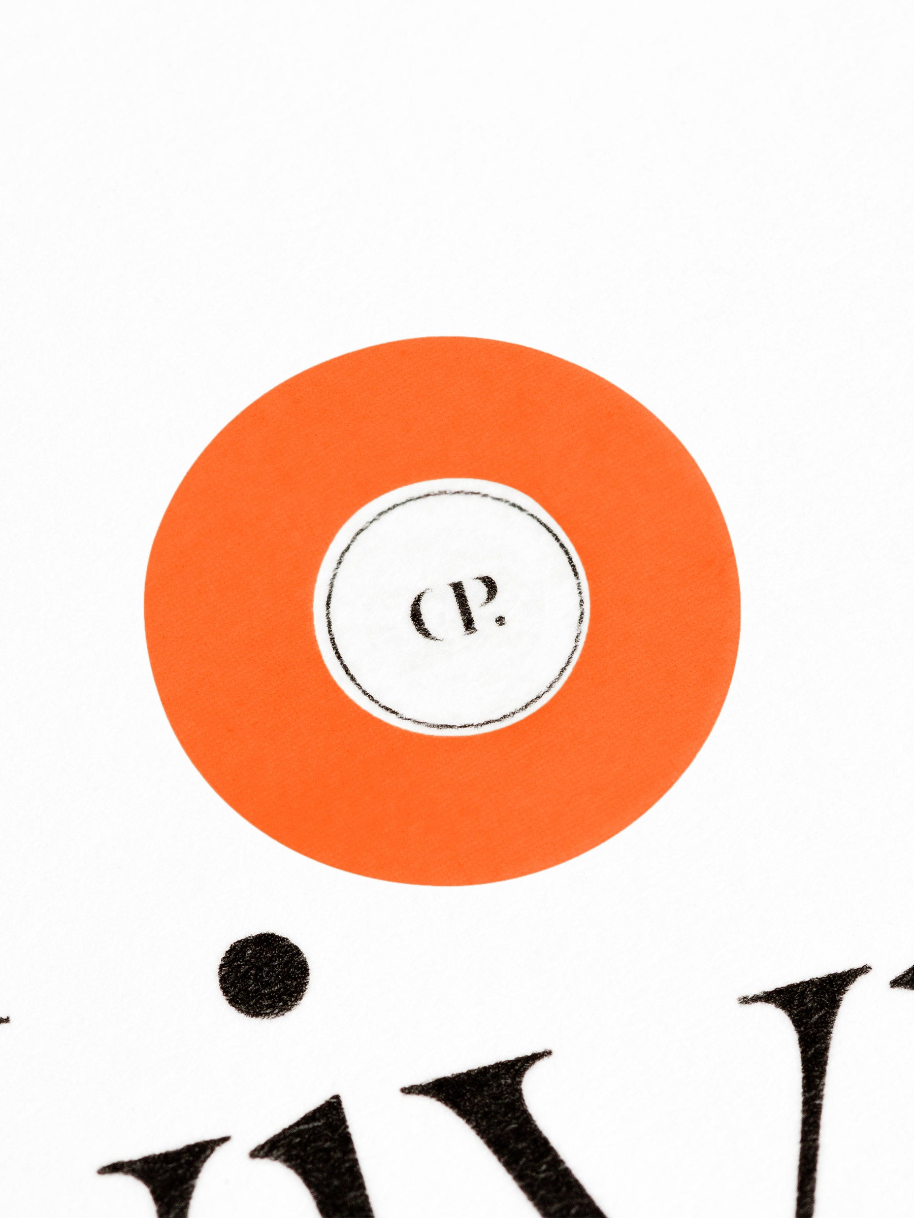 Medium sticker in use, placed over the Cloth and Paper logo on a sheet of paper.