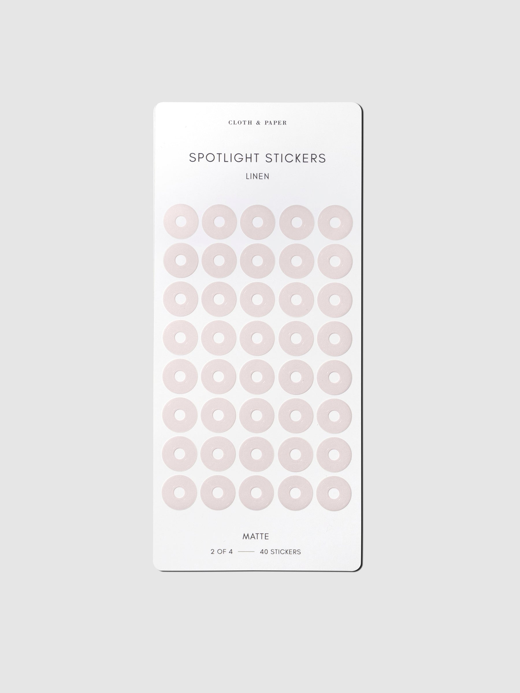 Sticker sheet displayed on a neutral background. Color shown is Linen.