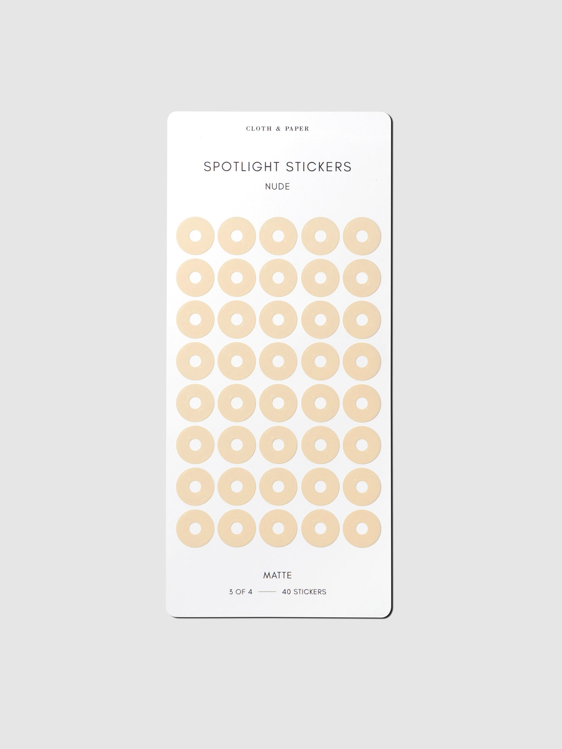 Sticker sheet displayed on a neutral background. Color shown is Nude.