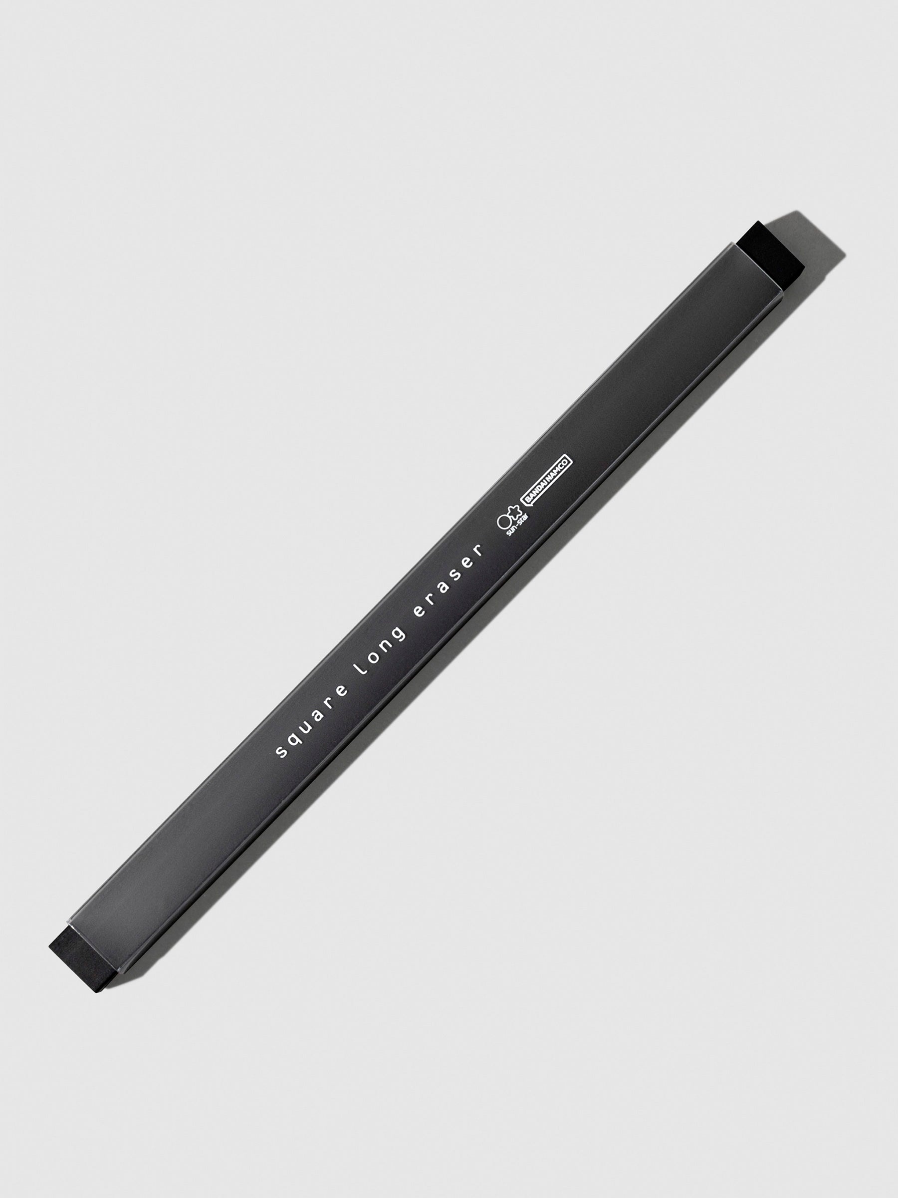 Sun-Star Square Long Eraser, Cloth and Paper. Eraser displayed on a neutral background. Color shown is Black.