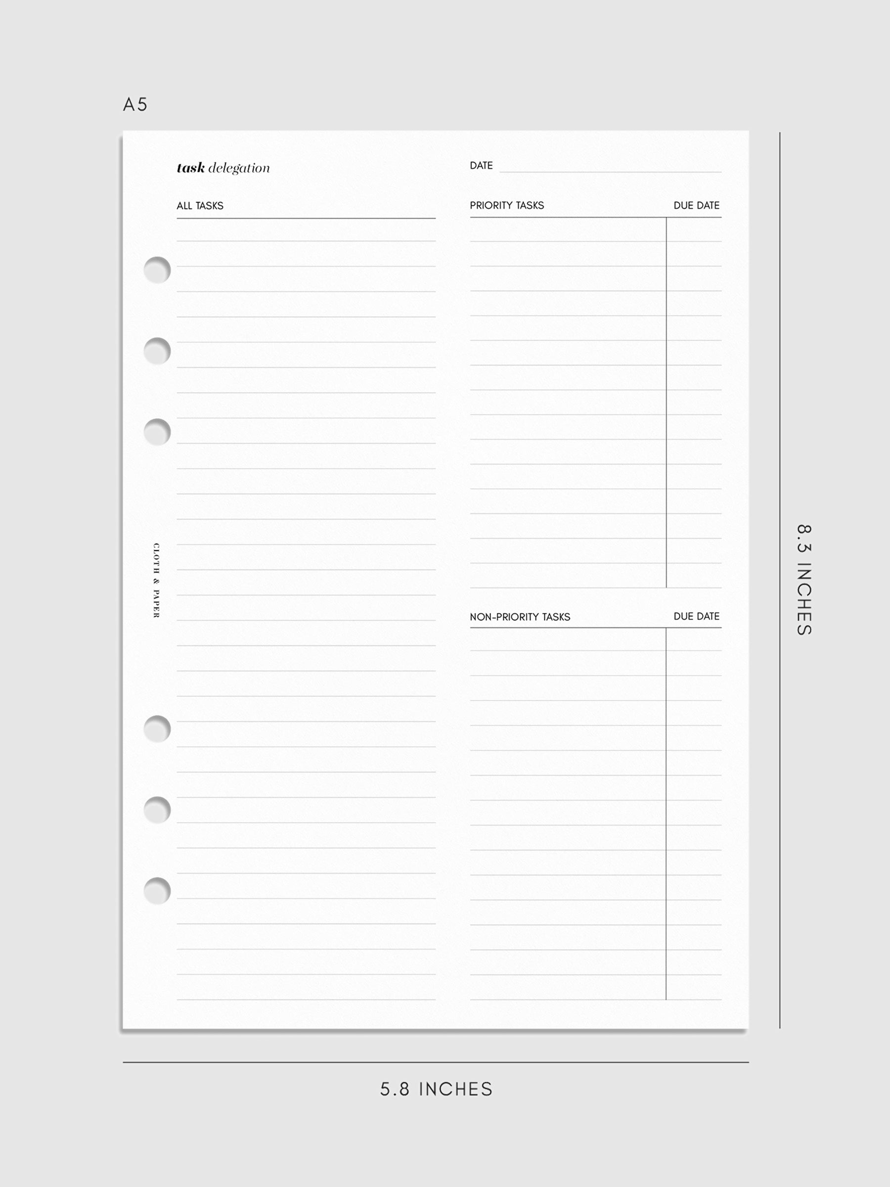 Digital mockup of insert in A5 sizing.