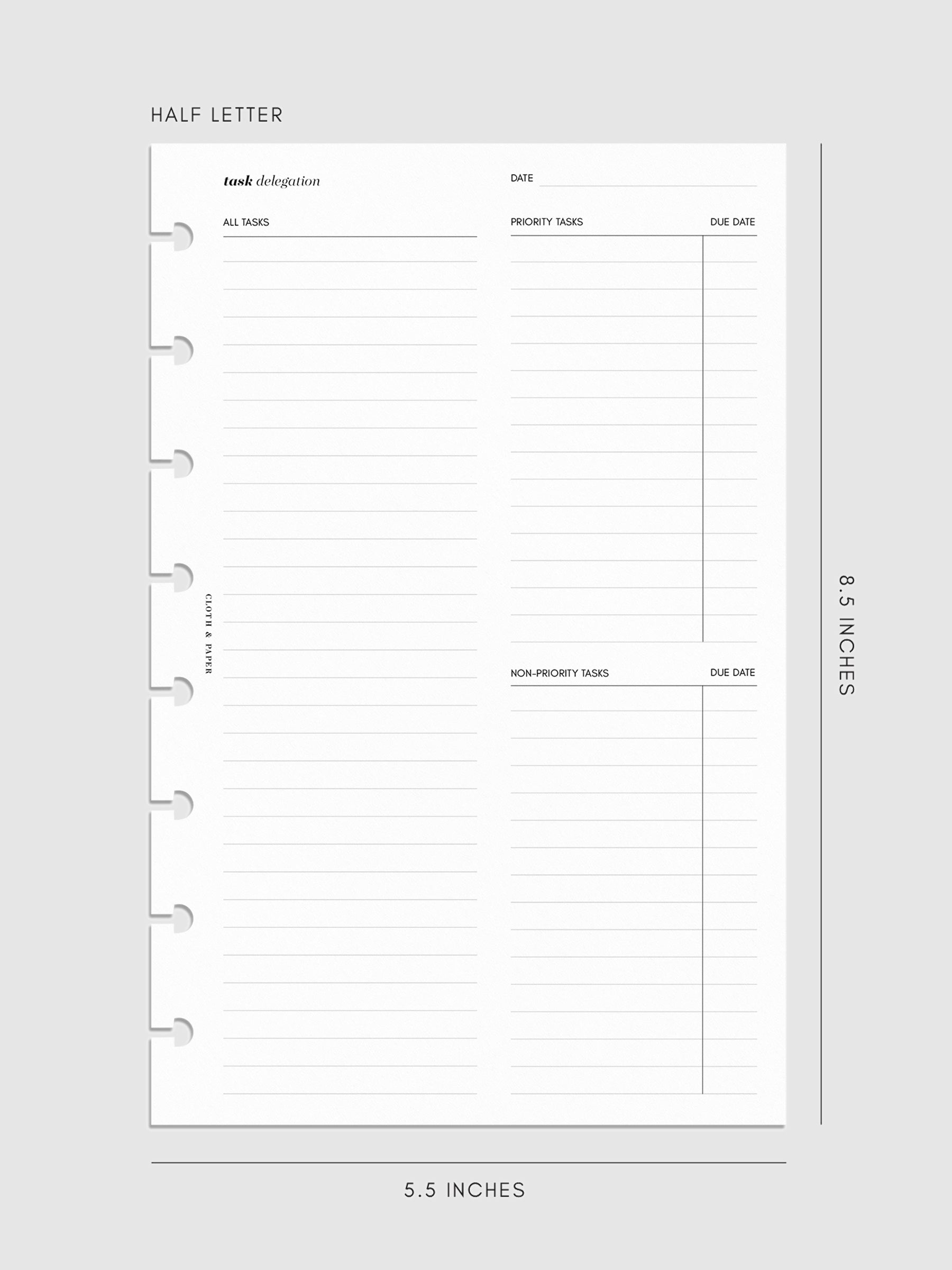 Digital mockup of insert in Half Letter sizing.