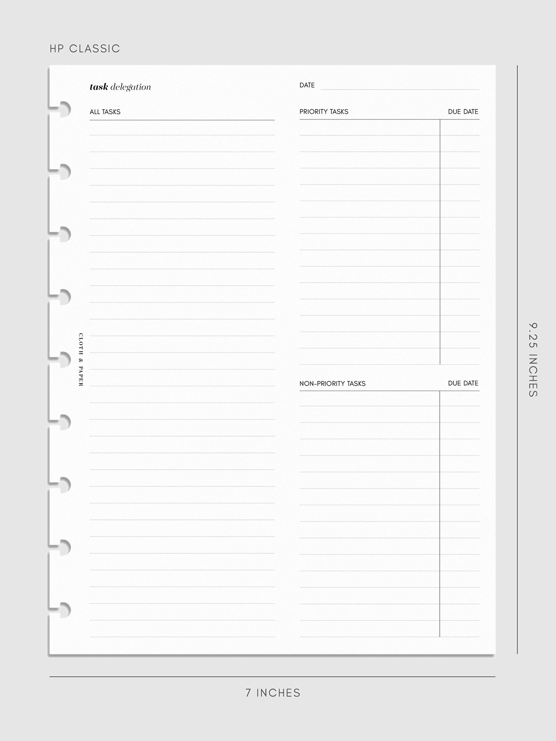 Digital mockup of insert in HP Classic sizing.