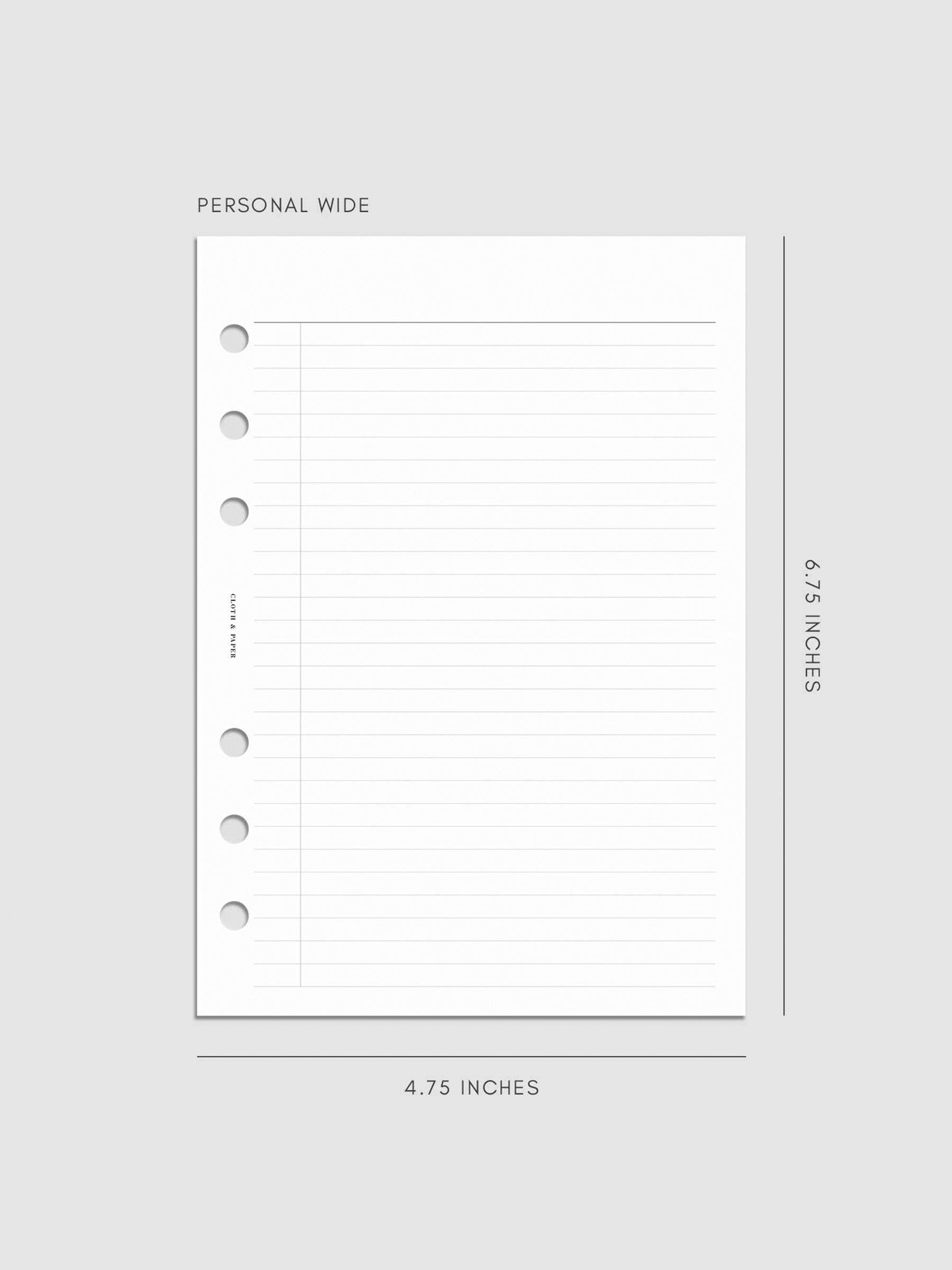 Digital mockup of insert in Personal Wide.