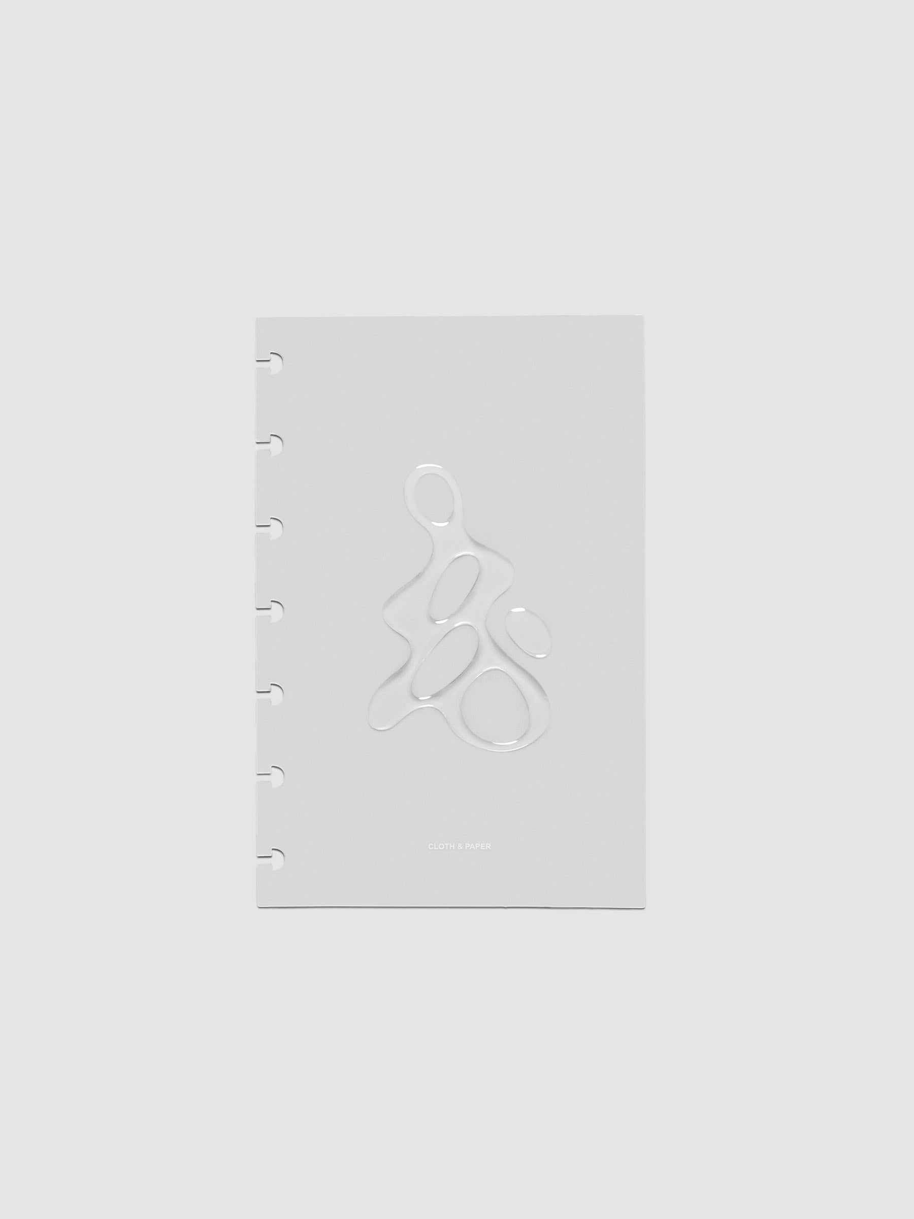 Light grey, semi-transparent, and glossy plastic planner dashboard with organic raised shape design in size HP Mini on a neutral background.