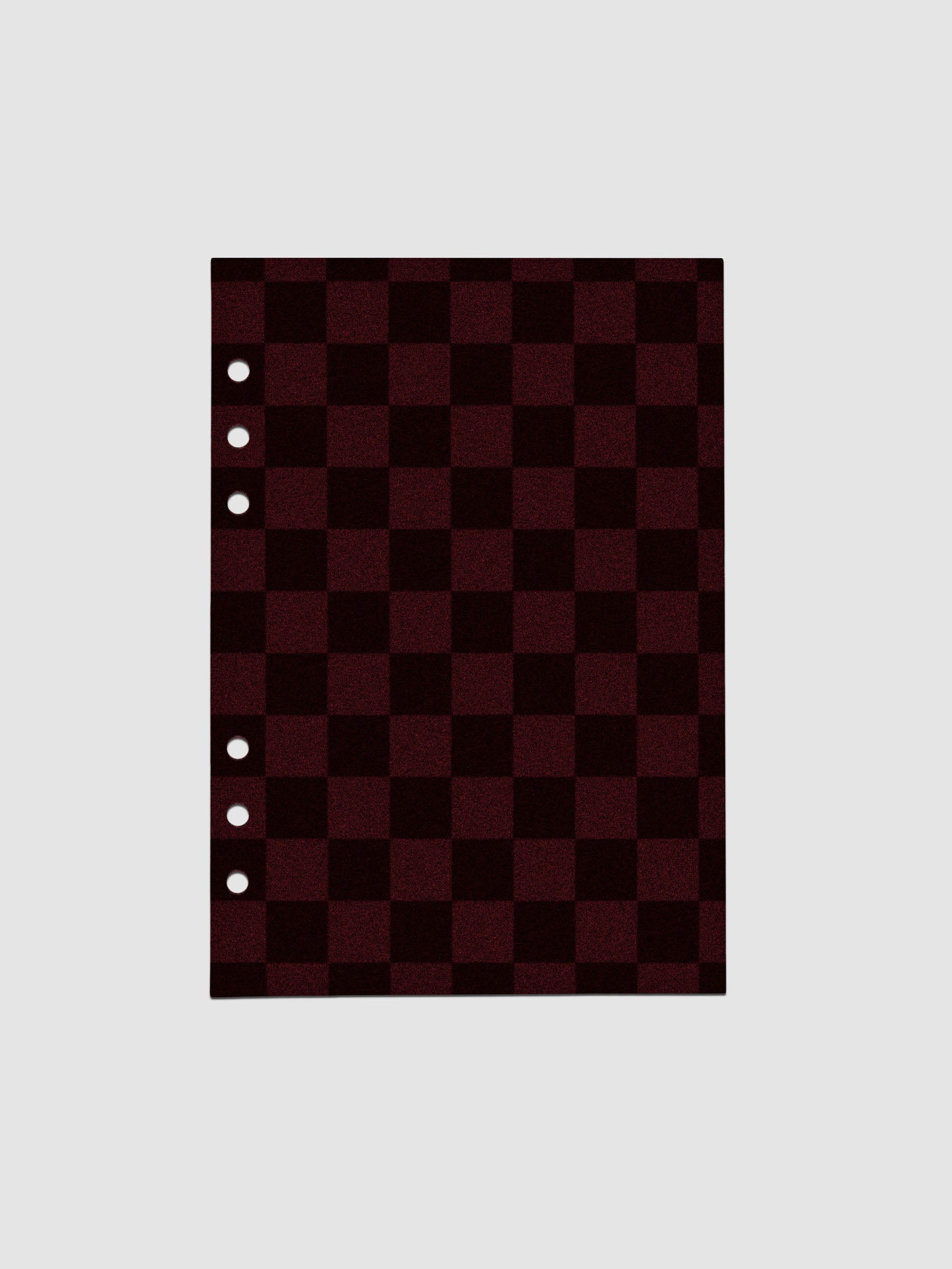 A5 sized checkered velvet planner dashboard in the color bordeaux.