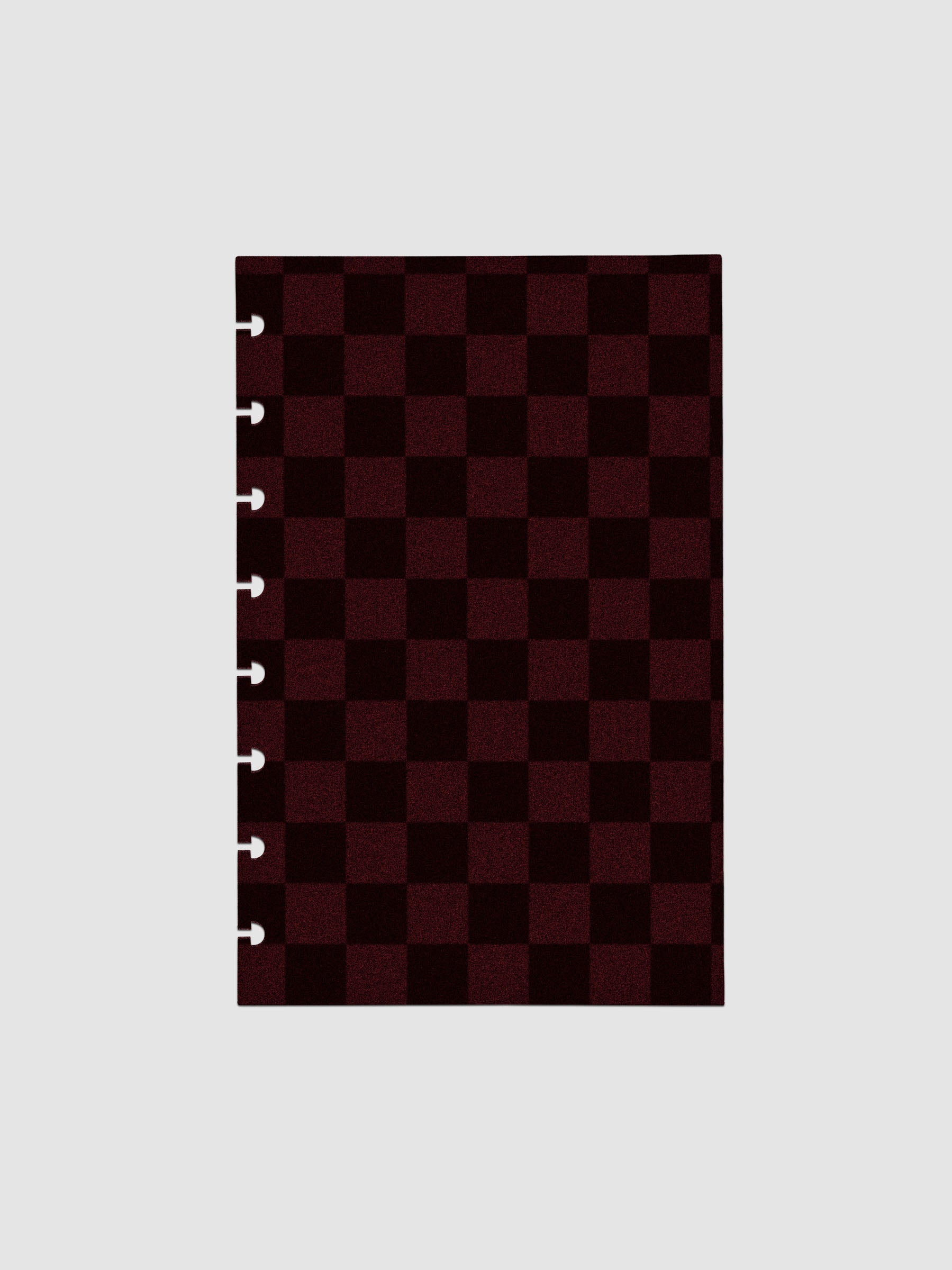 Half Letter sized checkered velvet planner dashboard in the color bordeaux.