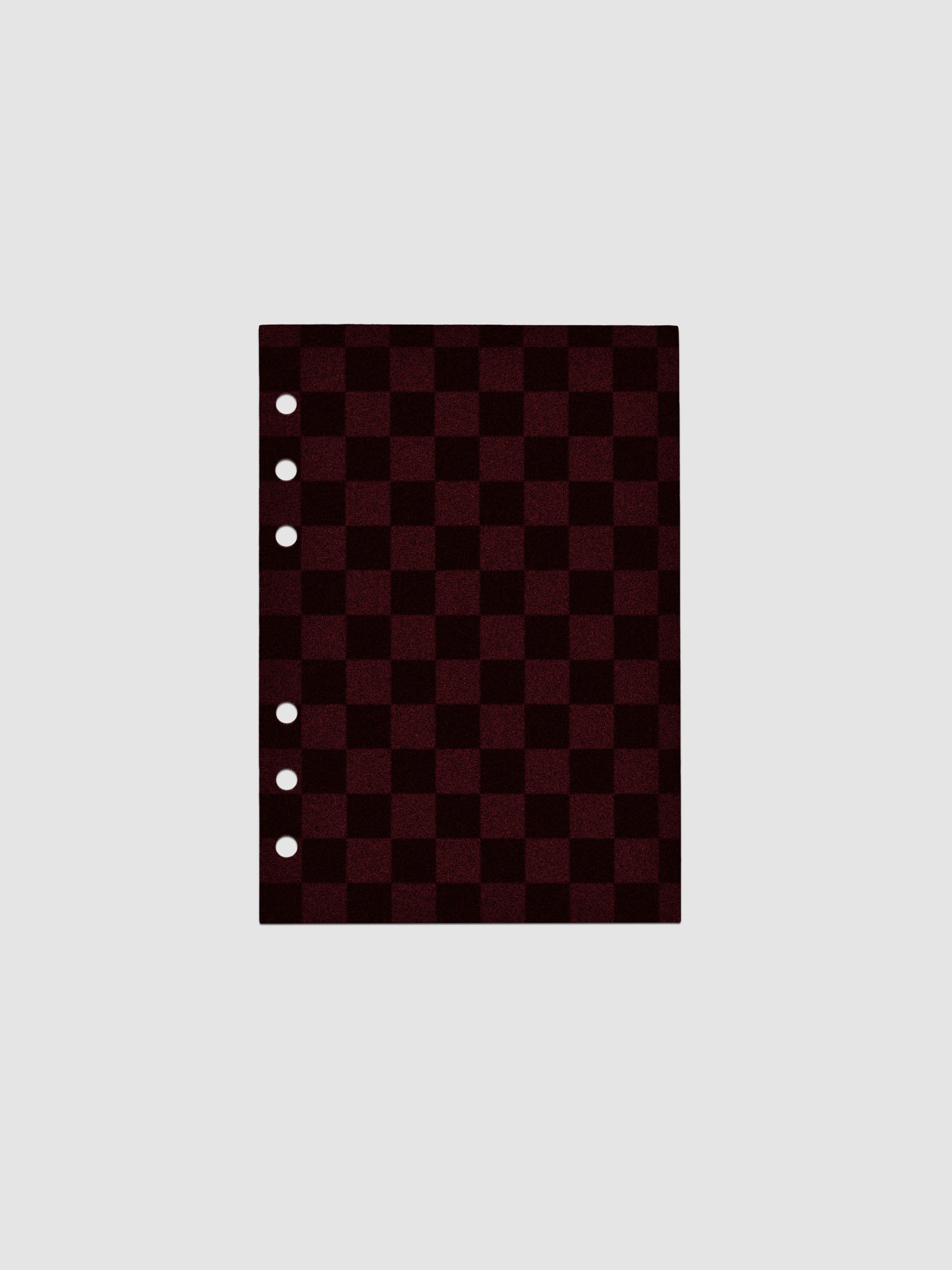 Personal Wide sized checkered velvet planner dashboard in the color bordeaux.